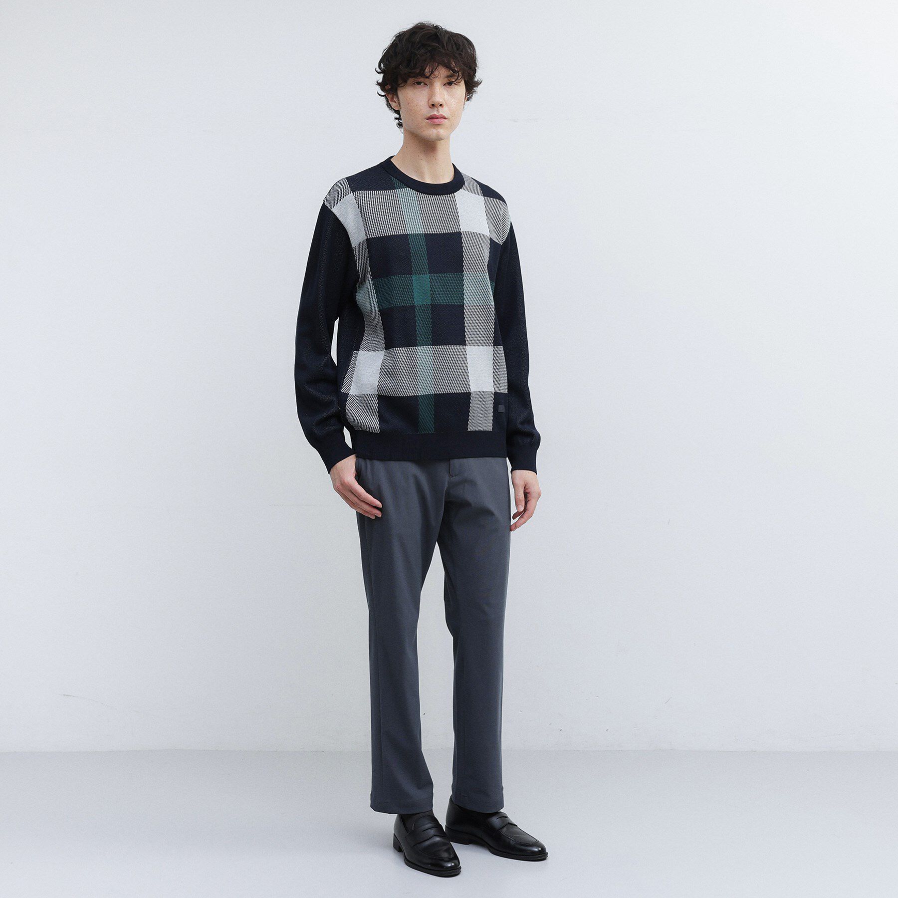 TAKEO KIKUCHI「【Made in JAPAN】ビッグチェック＆スライドパズル柄 ニット」|ニット・セーター|