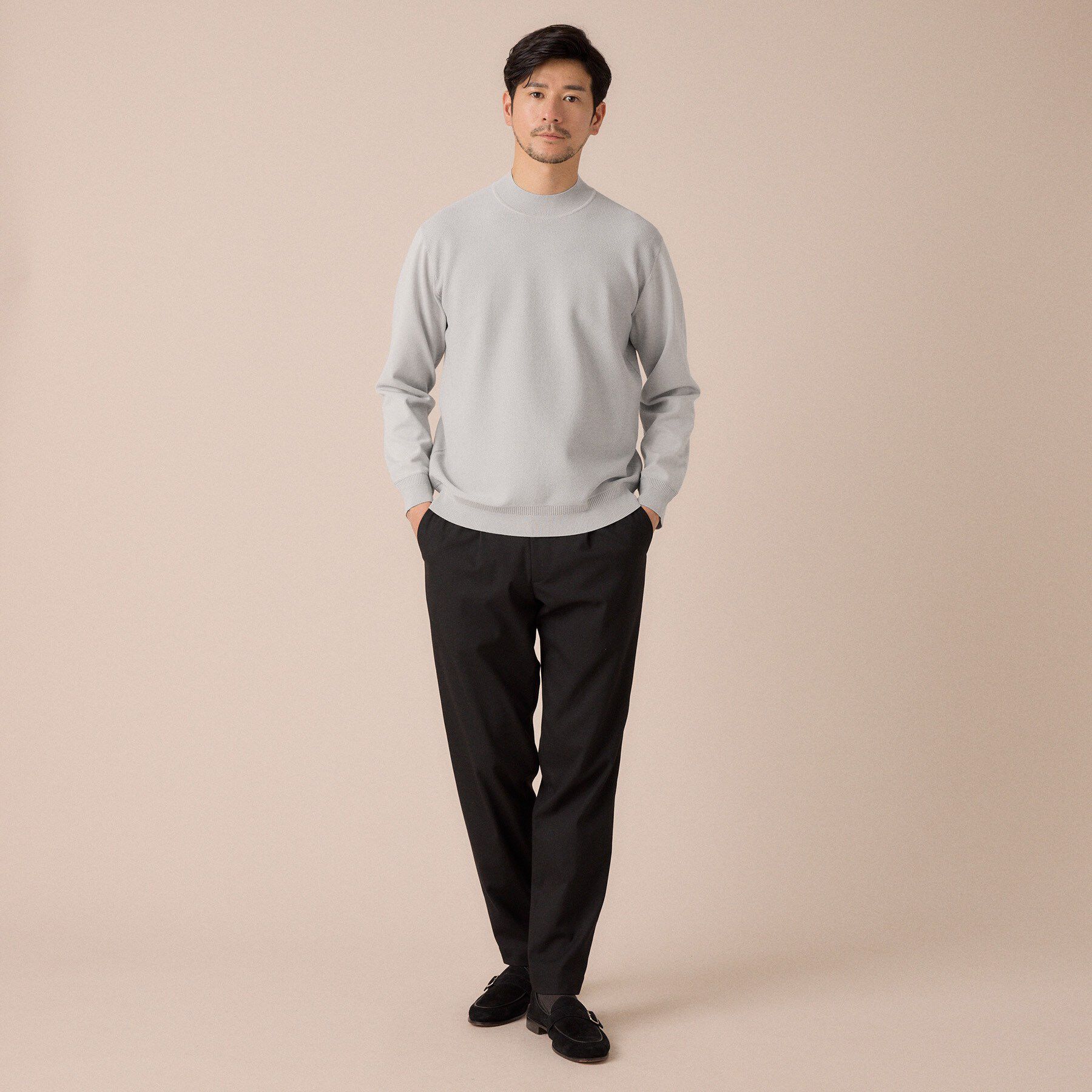 TAKEO KIKUCHI「モックネック 鹿の子 ニット プルオーバー」|ニット・セーター|