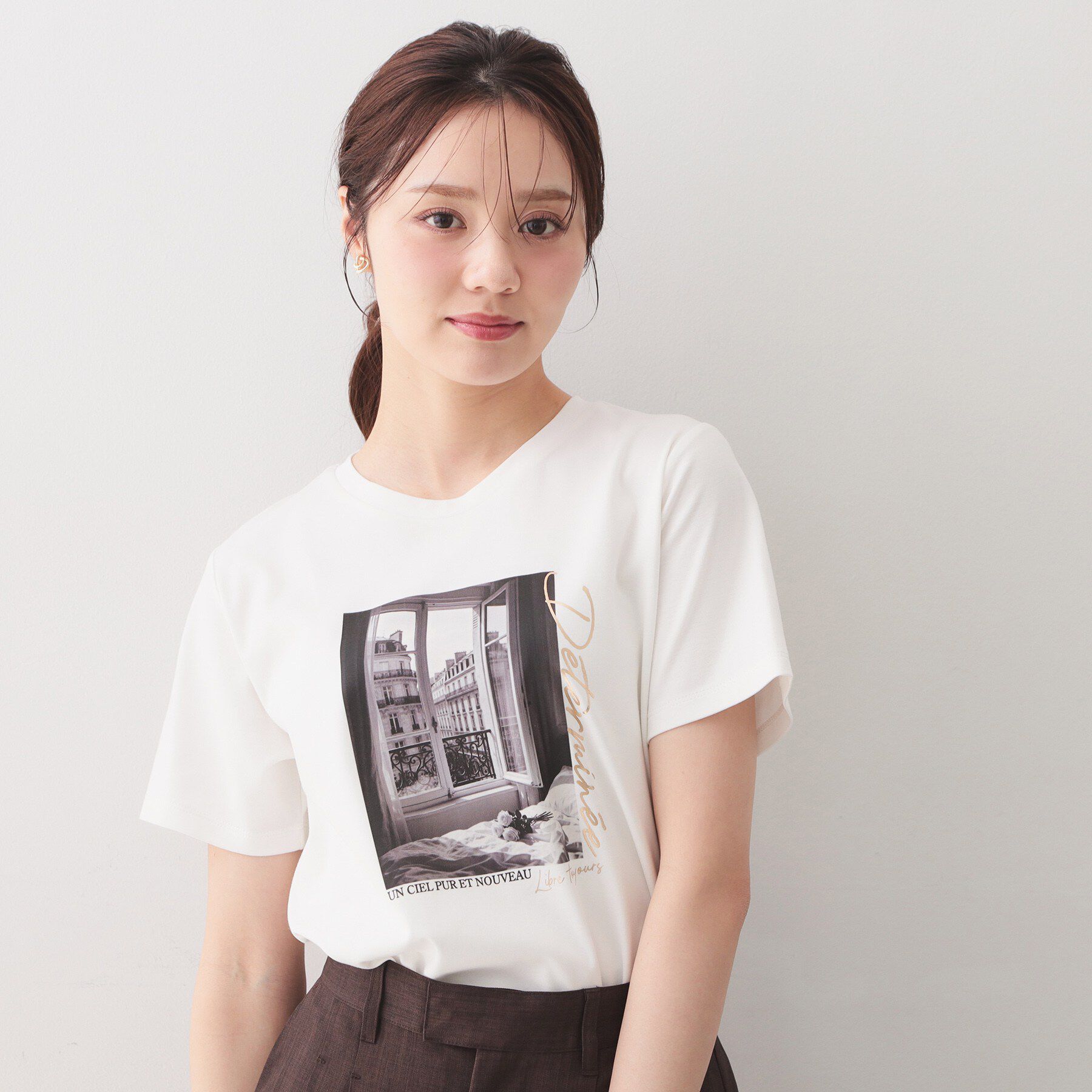 index「【接触冷感／UVケア】転写箔プリントTシャツ《洗濯機OK》」|Tシャツ・カットソー|オフホワイト(003