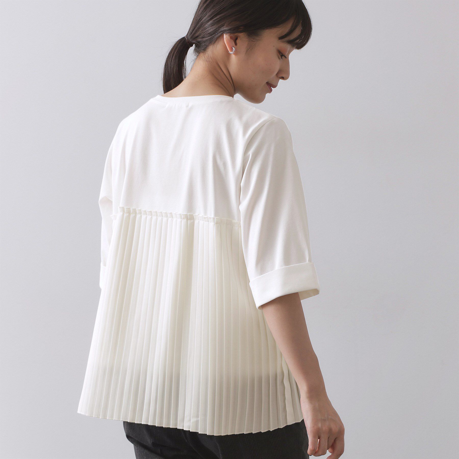 OPAQUE.CLIP「プリーツドッキングカットソー【洗濯機OK】」|Tシャツ・カットソー|