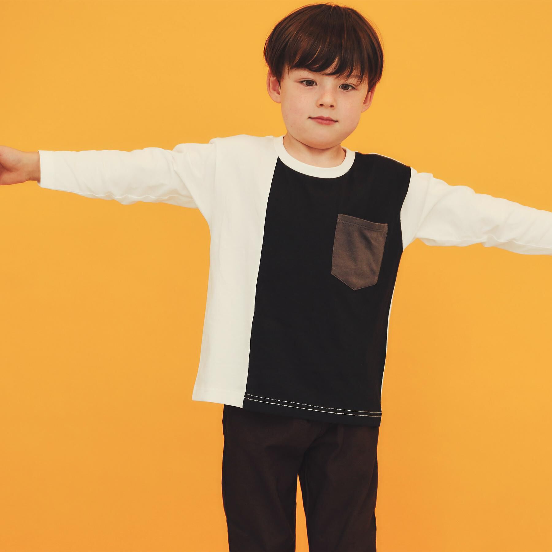 THE SHOP TK「【110-160/洗濯機OK】切り替え長袖Tシャツ」|Tシャツ・カットソー|