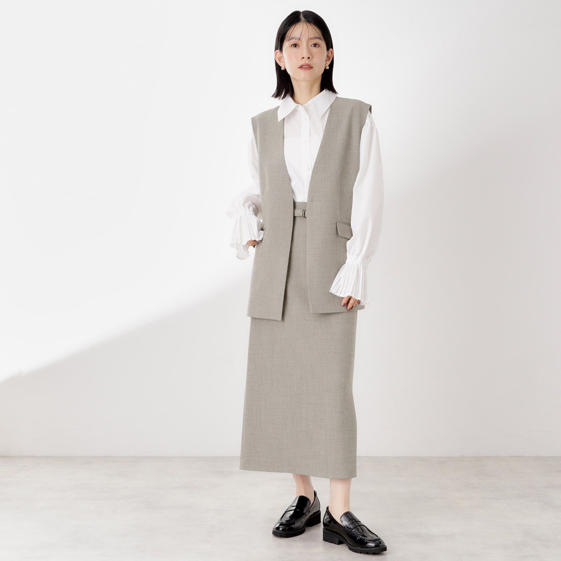 THE SHOP TK「ノーカラージレ【セットアップ可/洗濯機OK】/CAVIANシリーズ」|ベスト・ジレ|