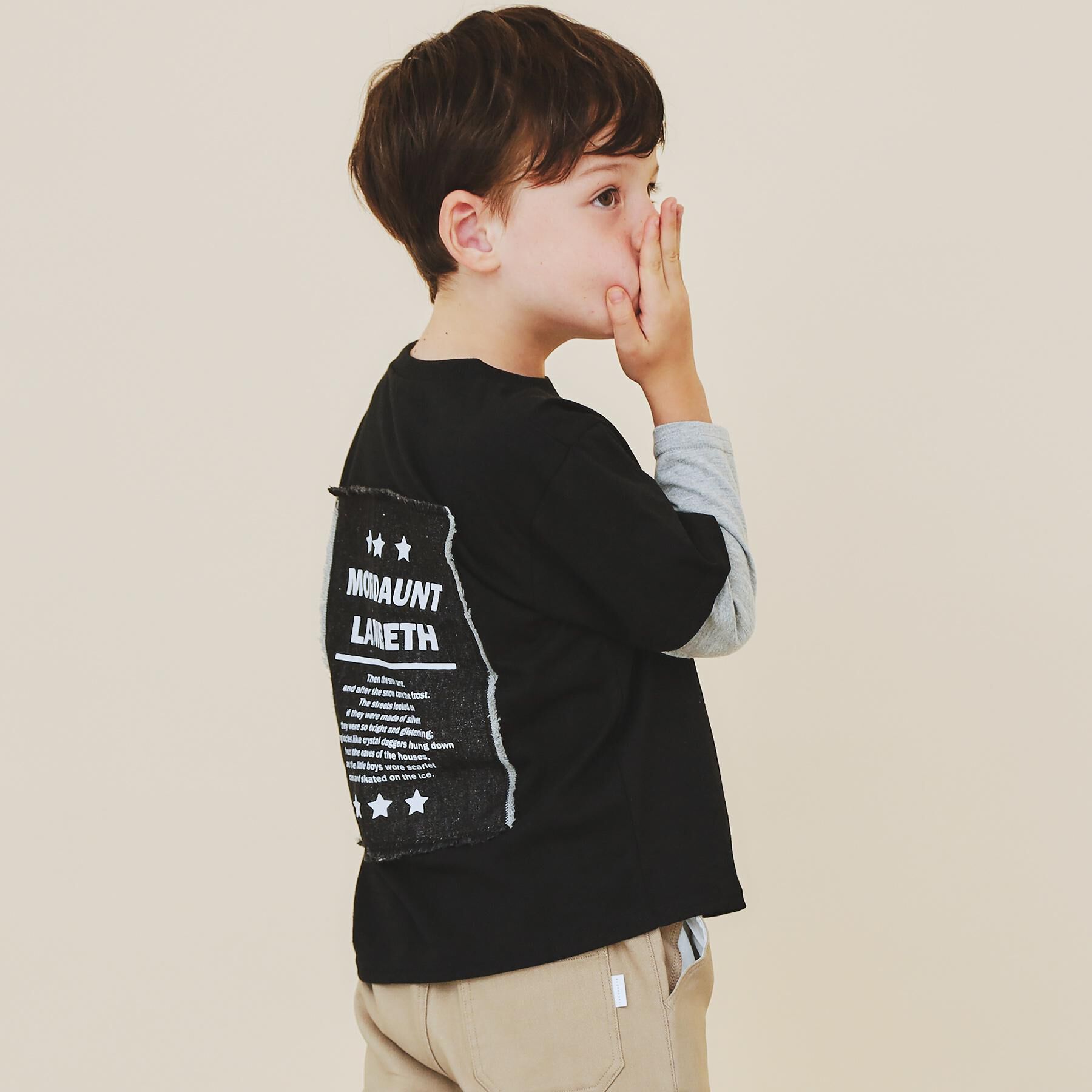 THE SHOP TK「【110－160】レイヤード風デニムアップリケロンTee」|Tシャツ・カットソー|