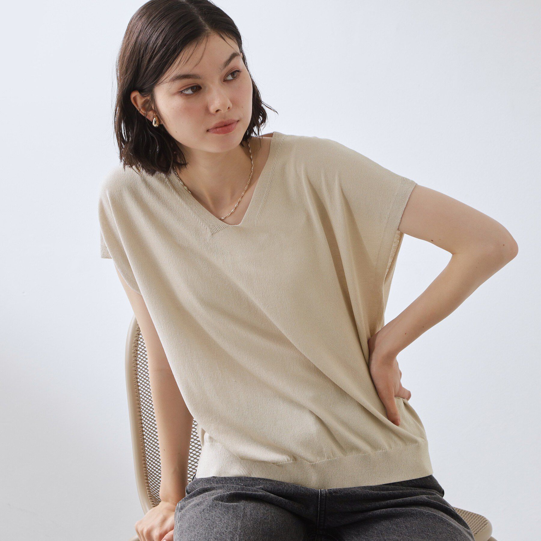 THE SHOP TK「【さらっとタッチ】Vネックニット」|ニット・セーター|