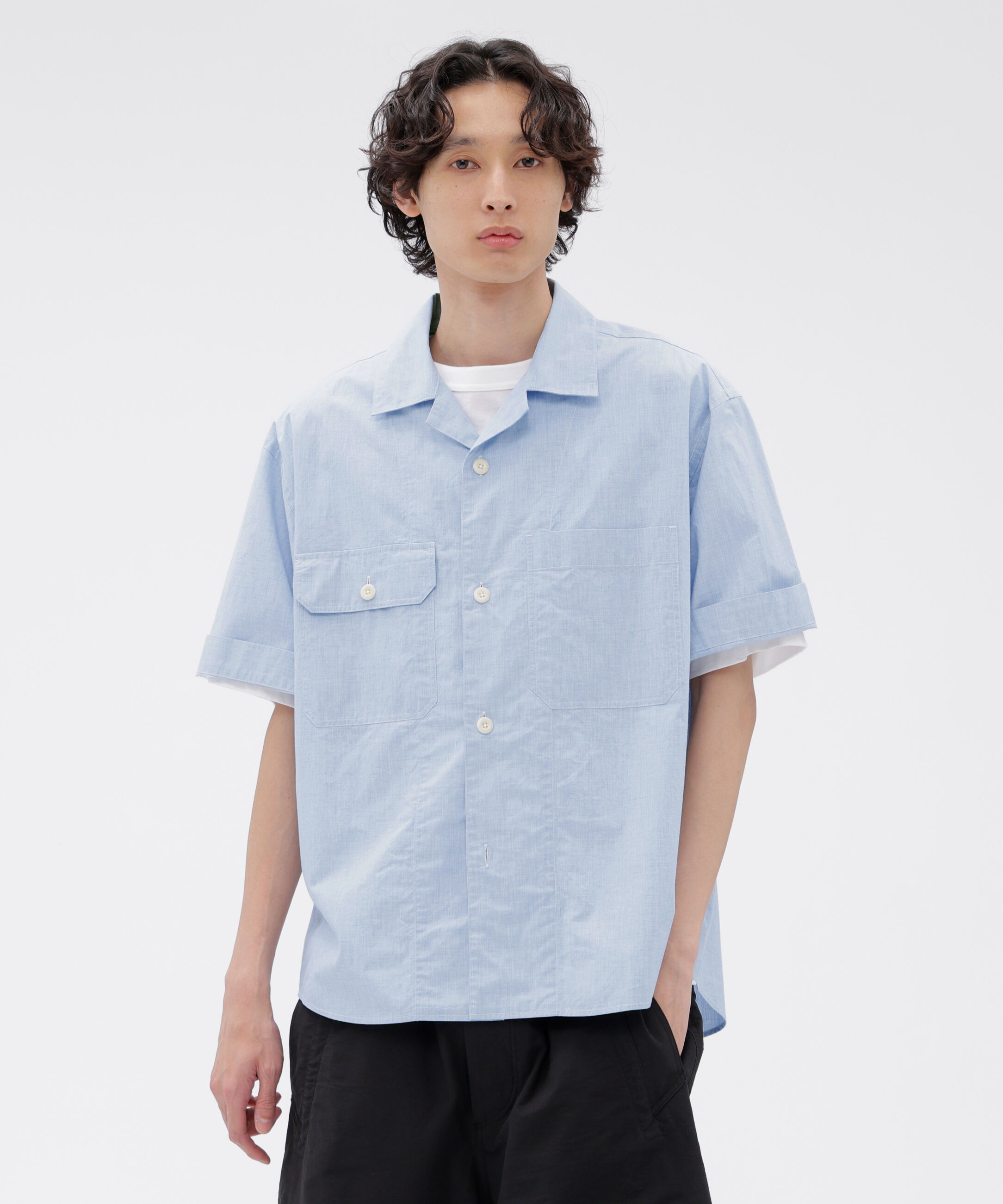 MHL.「HIGHCOUNT TOP DYED COTTON SHIRT」|シャツ・ブラウス|PALE BLUE1