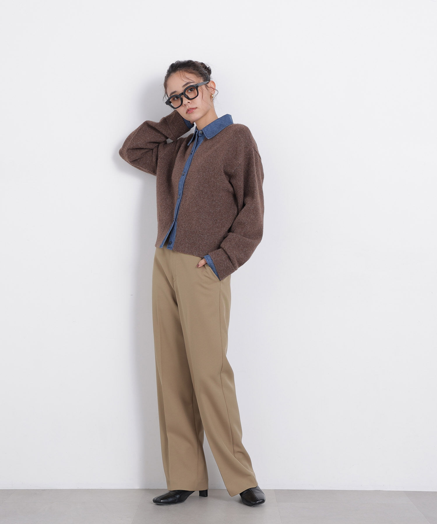  「〈N.〉デニムシャツドッキングカーディガン」|ニット・セーター|