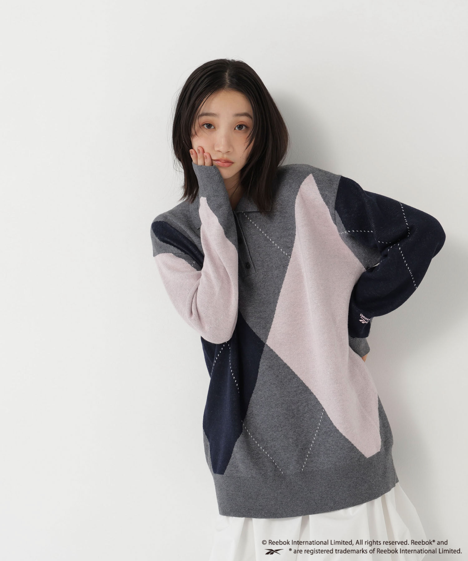  「〈N.〉〈Reebok〉襟付きアーガイルニット」|ニット・セーター|