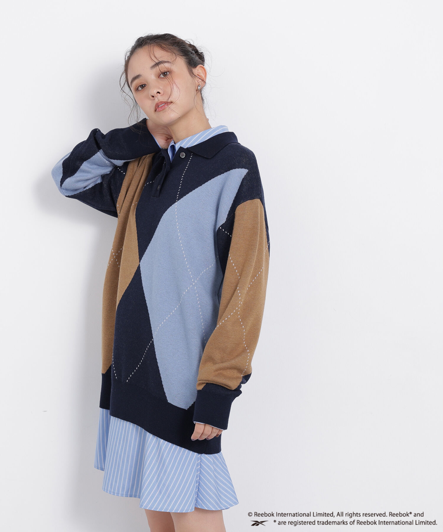  「〈N.〉〈Reebok〉襟付きアーガイルニット」|ニット・セーター|