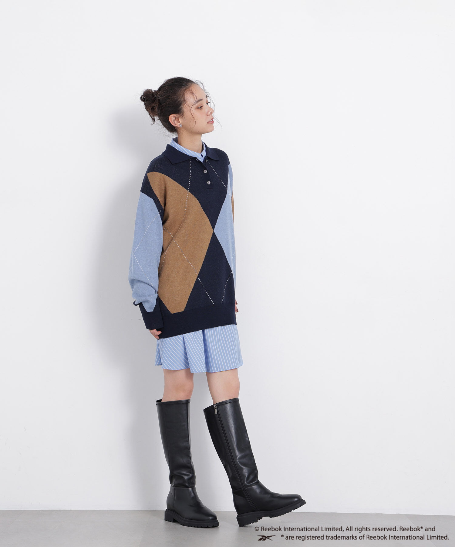  「〈N.〉〈Reebok〉襟付きアーガイルニット」|ニット・セーター|