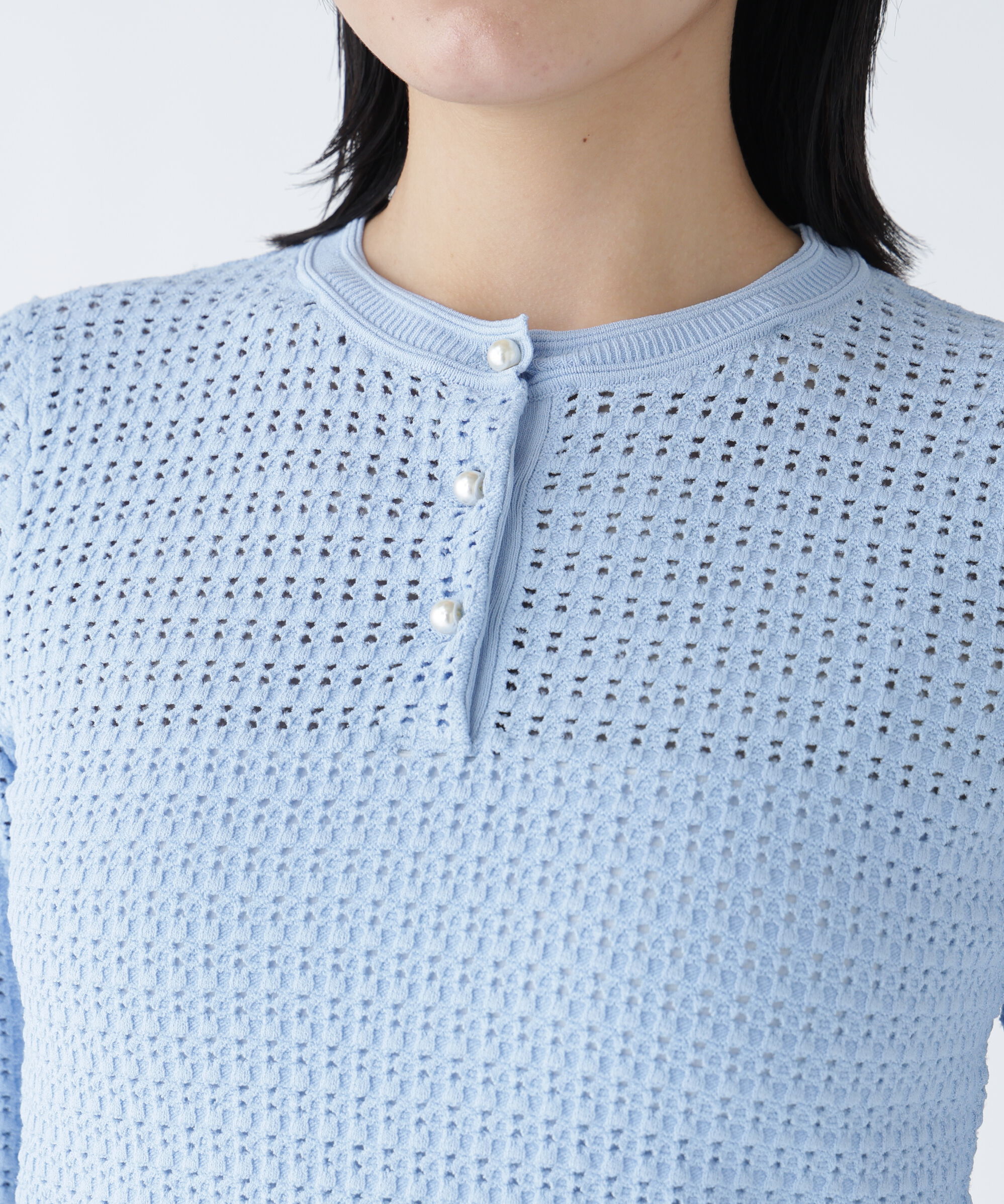  「〈NAVY NAVY〉襟が取り外せるアイレットジャガードニット」|ニット・セーター|