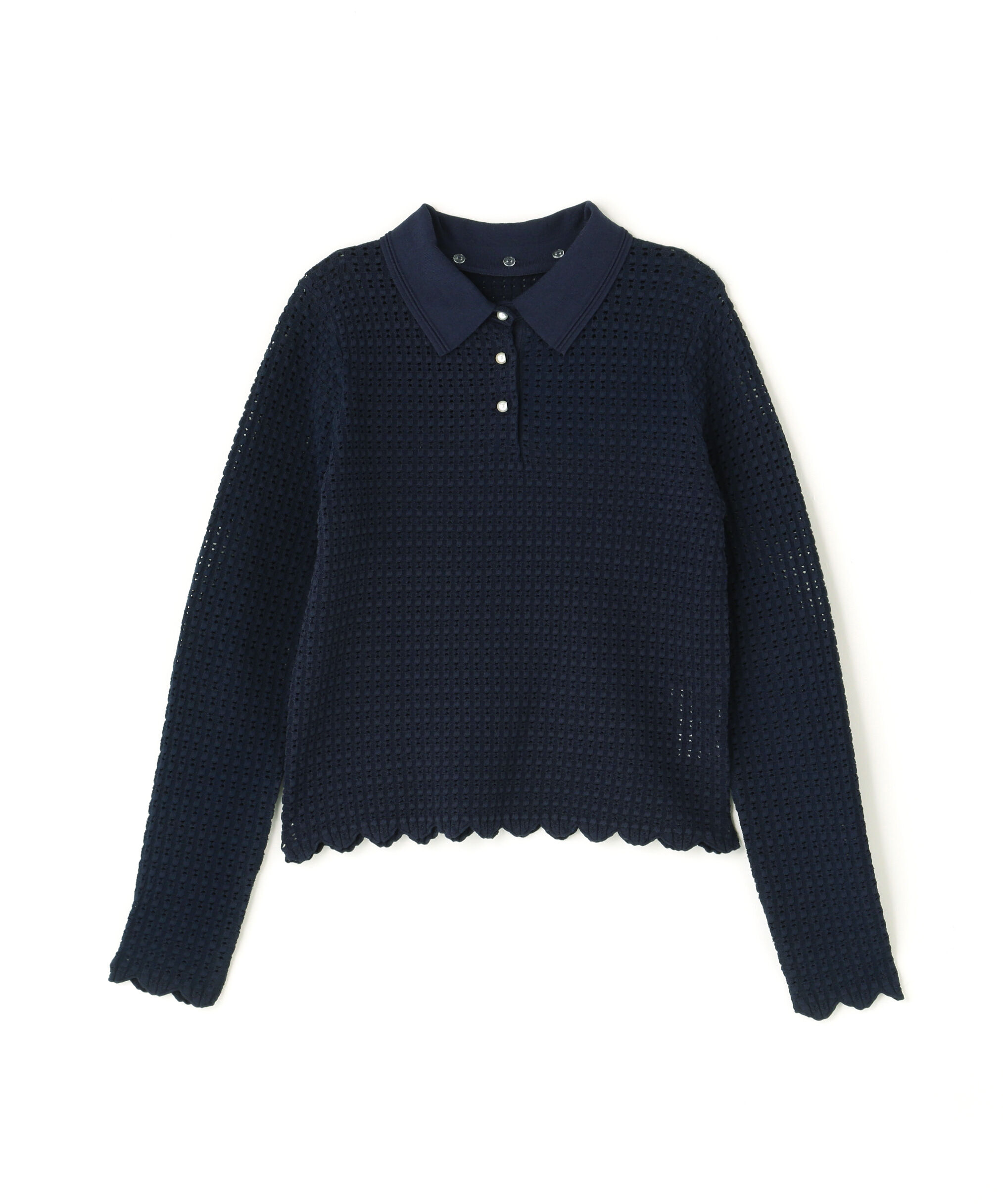  「〈NAVY NAVY〉襟が取り外せるアイレットジャガードニット」|ニット・セーター|