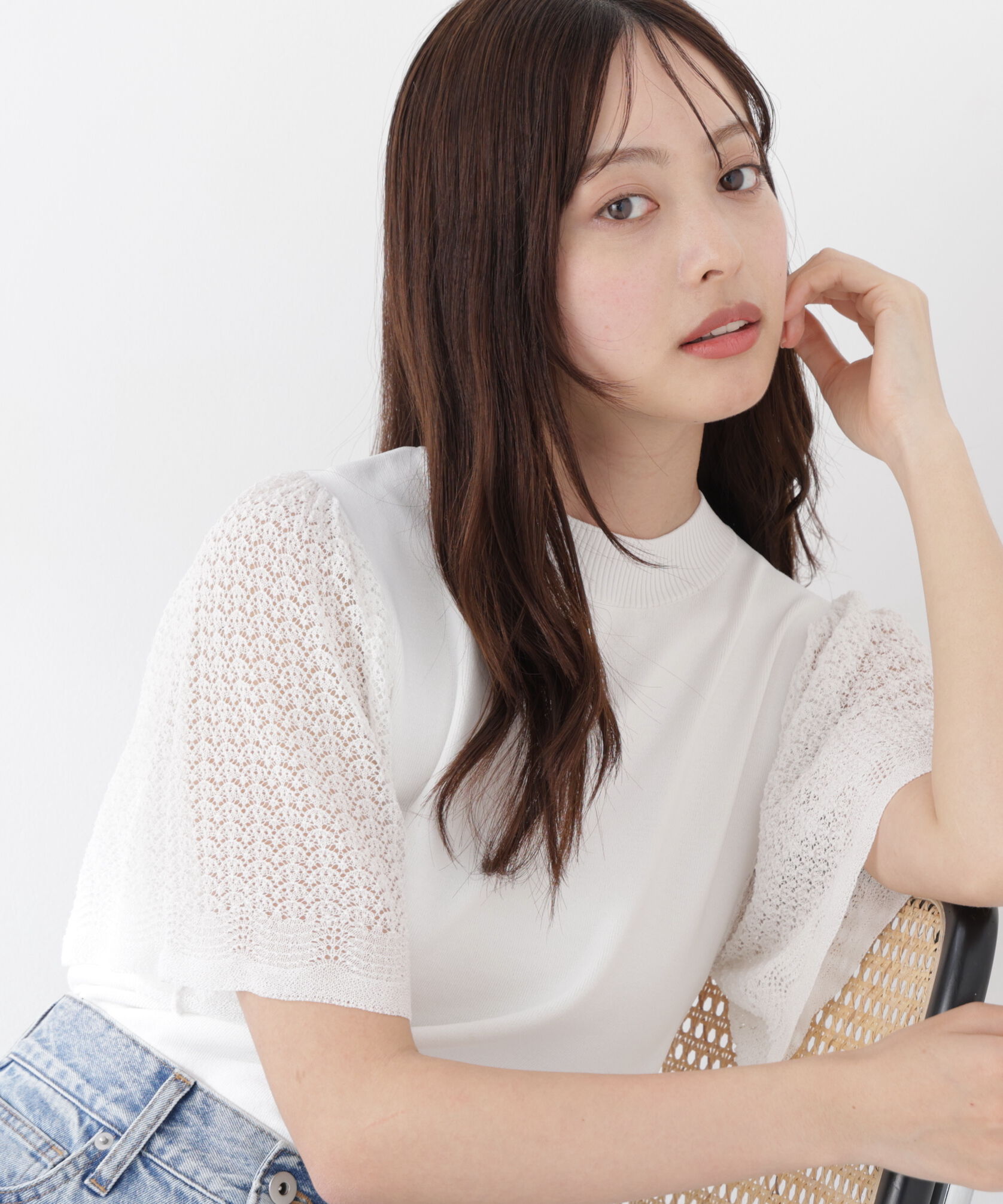 PROPORTION BODY DRESSING「透かし編みスリーブニット　26SS」|ニット・セーター|エクリュ1