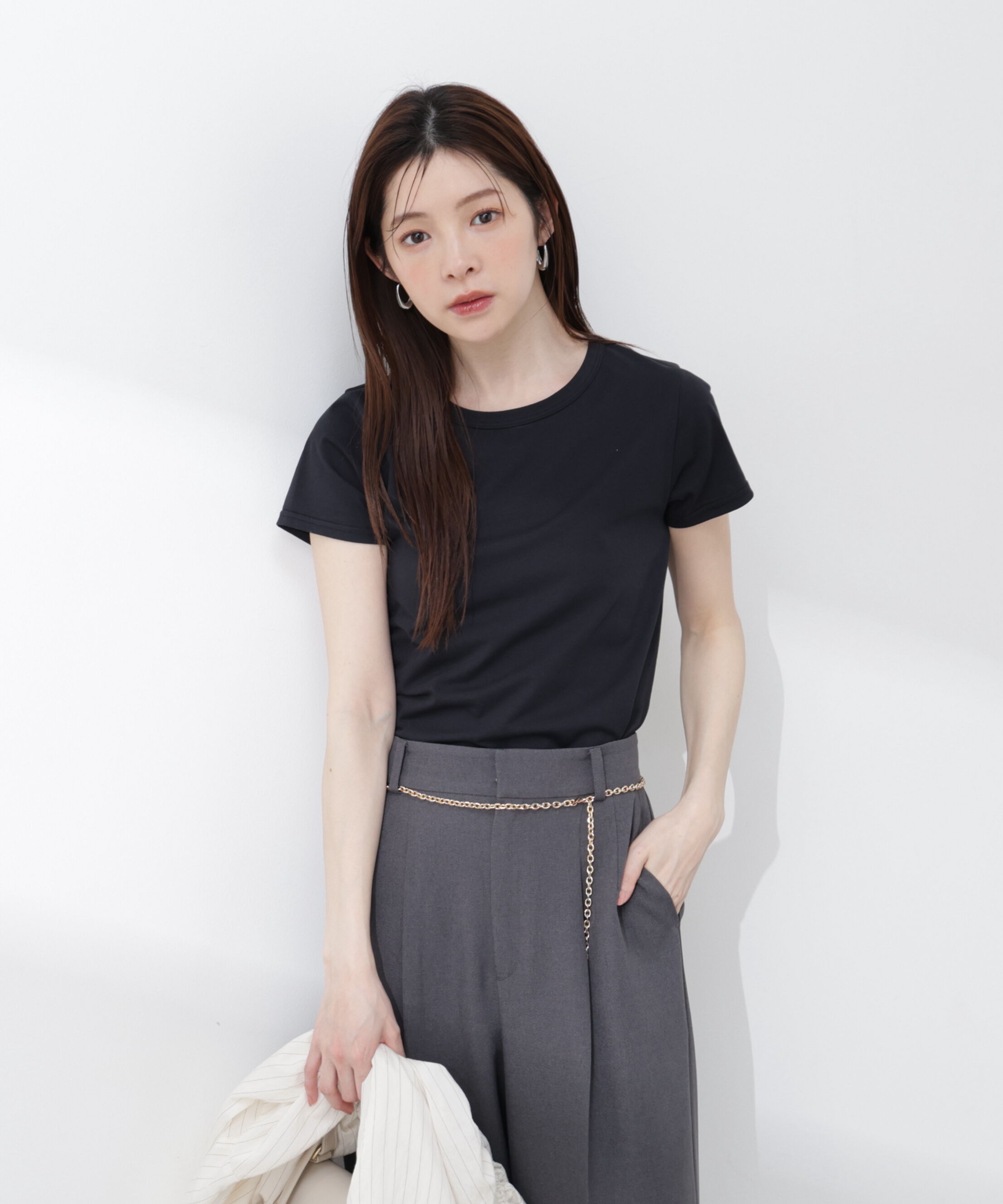 PROPORTION BODY DRESSING「〈a/mie〉オーガニック接触冷感チャーム付きTシャツ 26SS」|Tシャツ・カットソー|