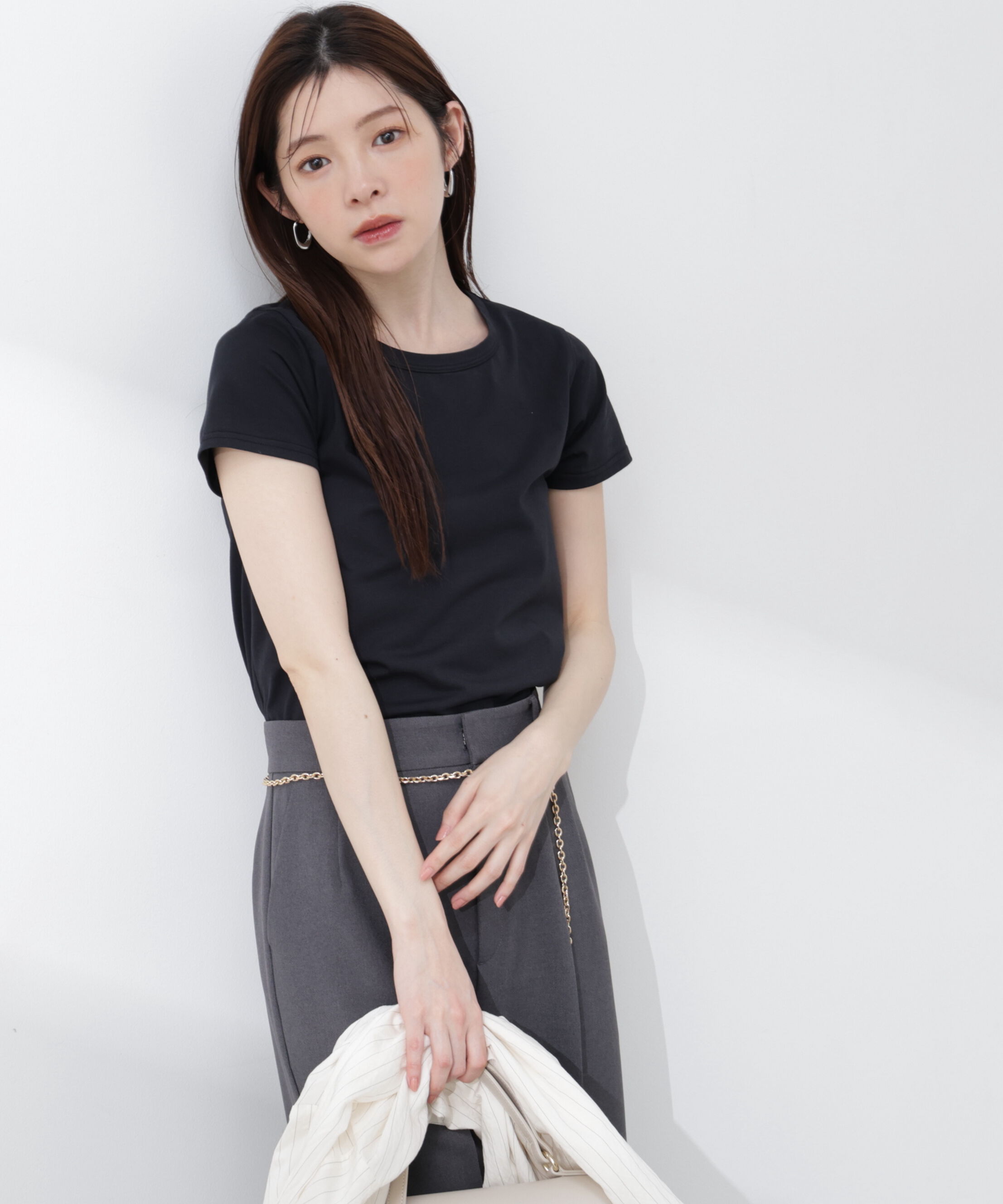 PROPORTION BODY DRESSING「〈a/mie〉オーガニック接触冷感チャーム付きTシャツ 26SS」|Tシャツ・カットソー|