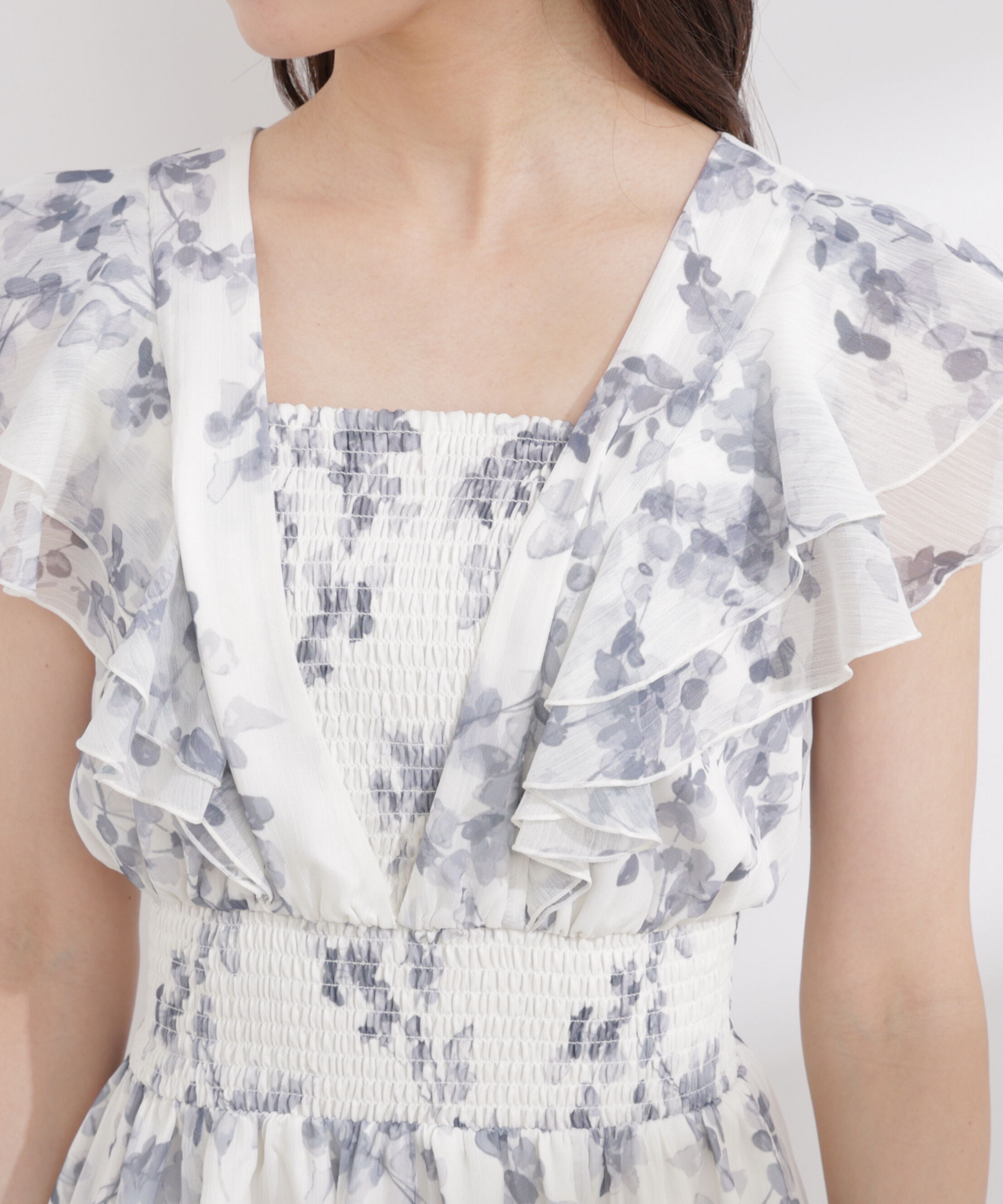 PROPORTION BODY DRESSING「ラッフル袖花柄ワンピース 26SS」|ワンピース|
