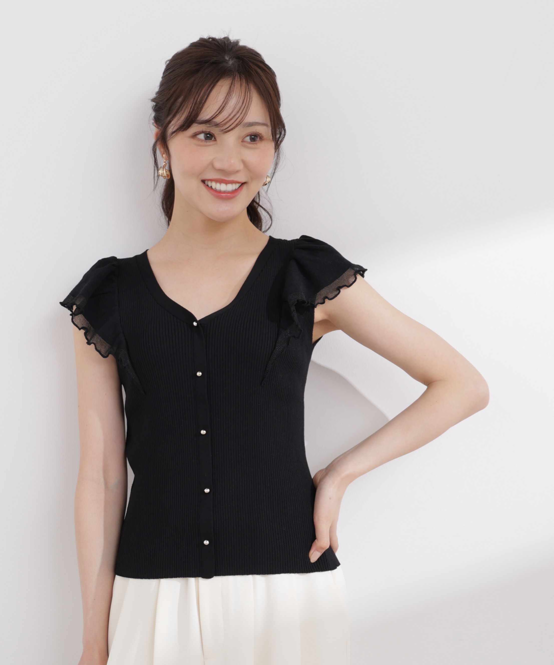 PROPORTION BODY DRESSING「部分シアーラッフルニット 26SS」|ニット・セーター|