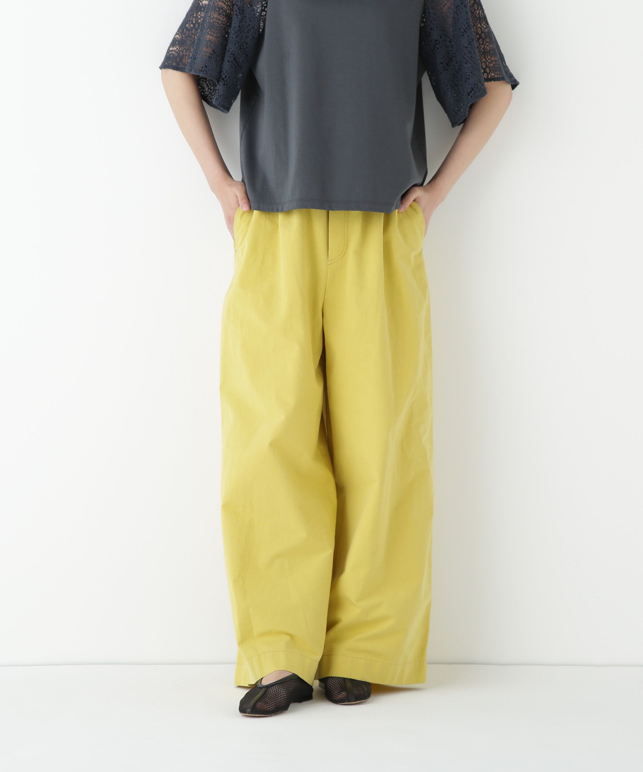  「◆コットンリネンウェザー近江晒シェフパンツ」|その他|イエロー