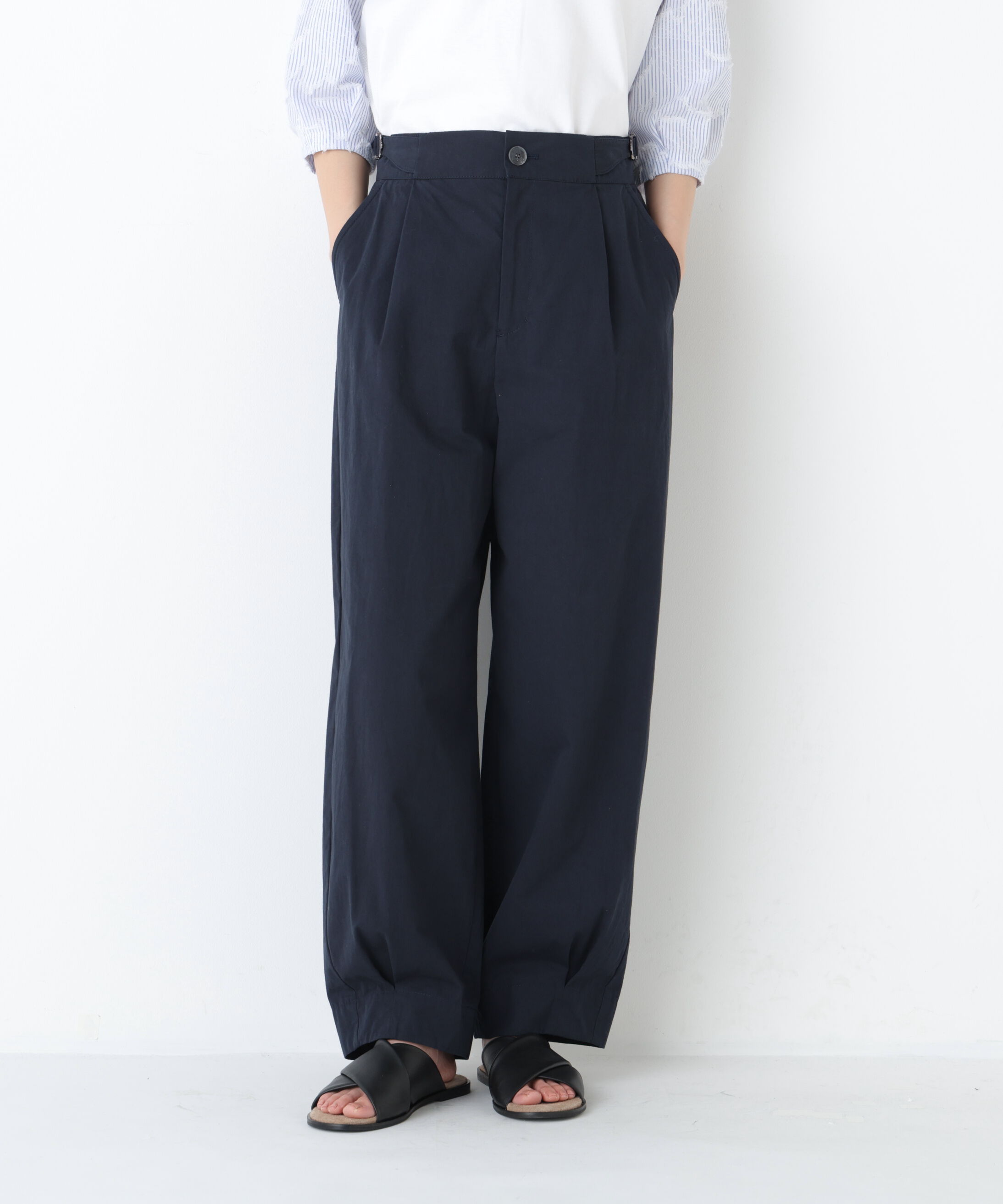  「◆コットンワッシャーバレルパンツ」|その他|ネイビー