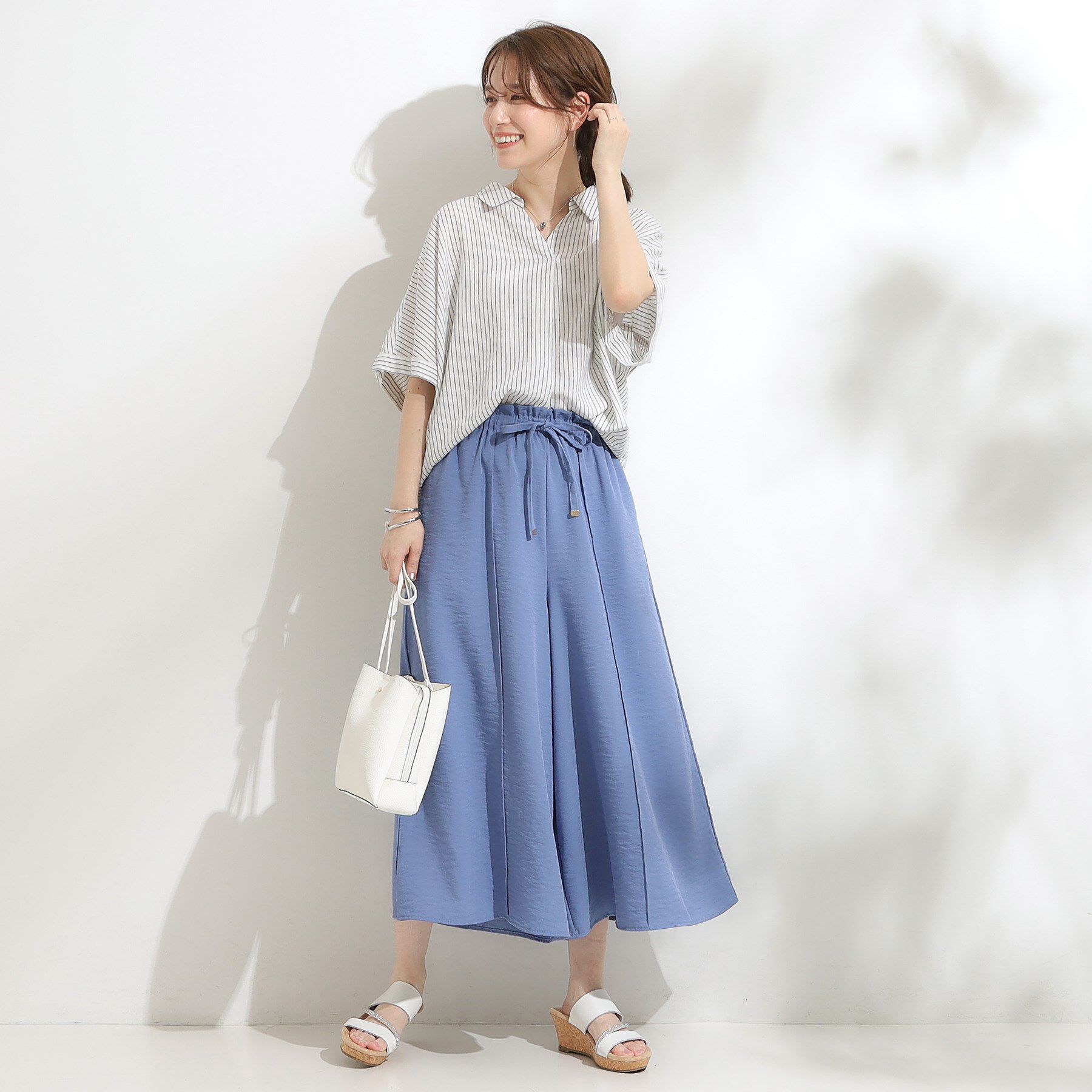 SHOO･LA･RUE「【S-LL/ひんやり】さらっとタッチできれい見え ピンタックスカーチョ」|その他|