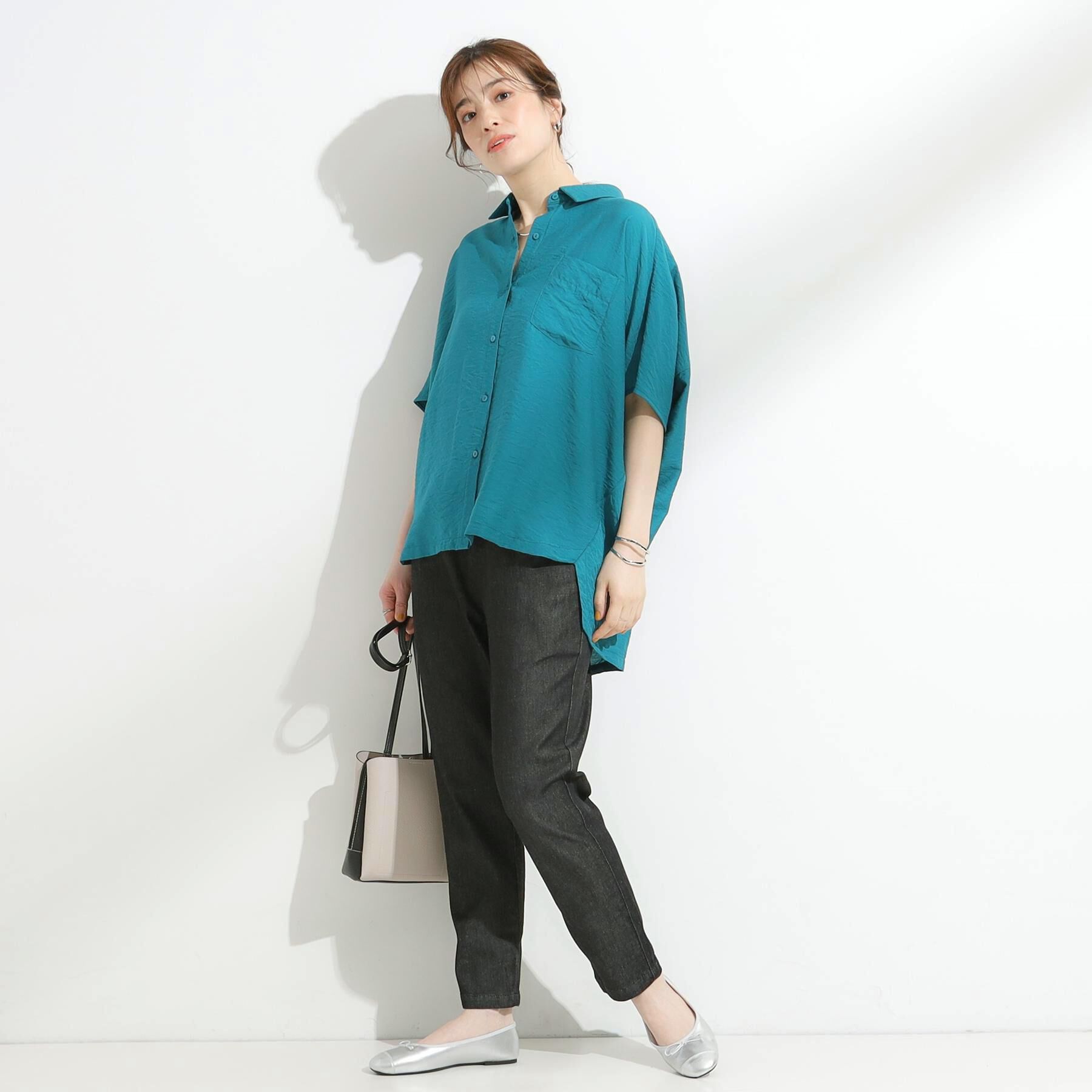 SHOO･LA･RUE「【高レビュー/SS-LL/美脚シルエット】自然に体型カバー イージーデニム テーパードパンツ」|デニム|