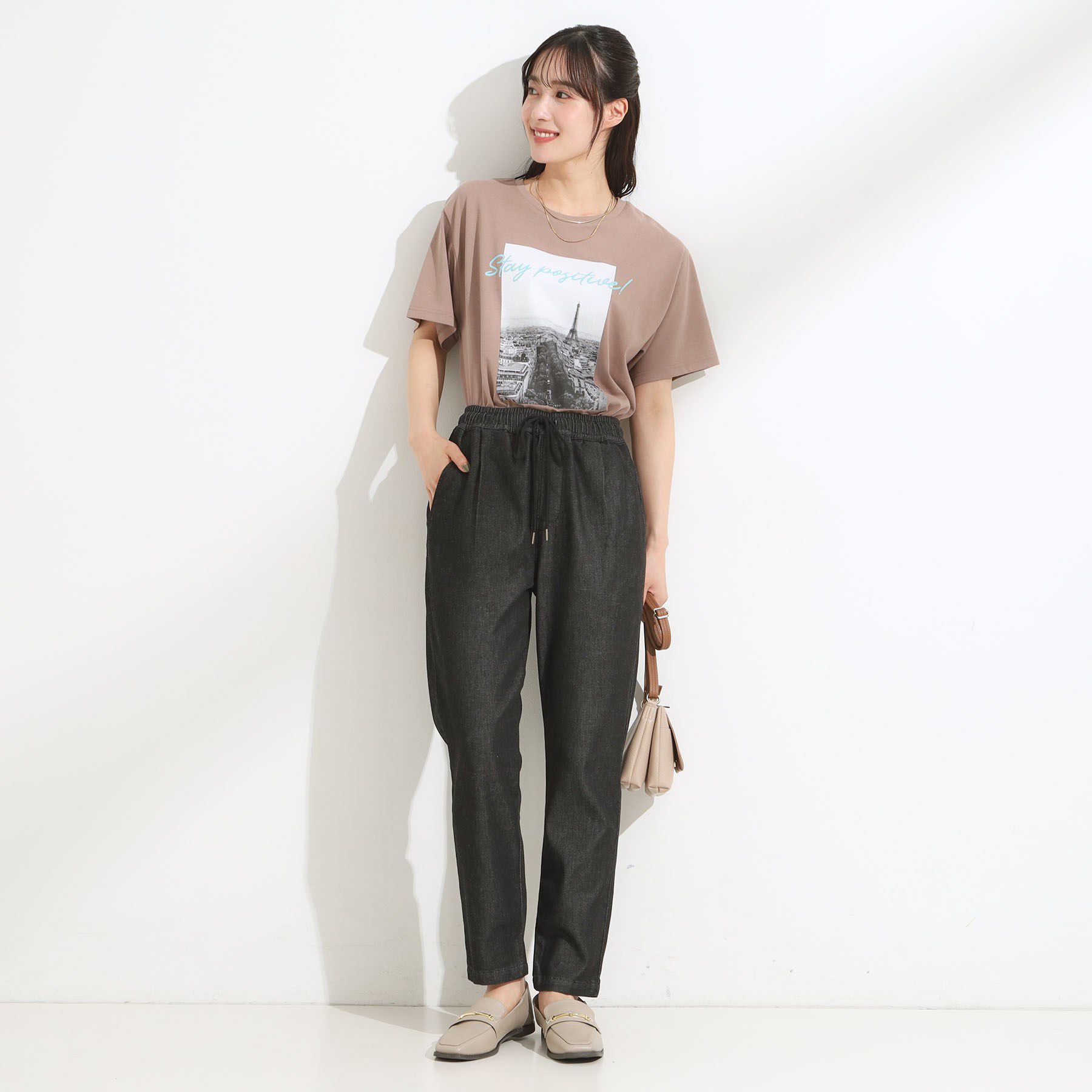SHOO･LA･RUE「【高レビュー/SS-LL/美脚シルエット】自然に体型カバー イージーデニム テーパードパンツ」|デニム|