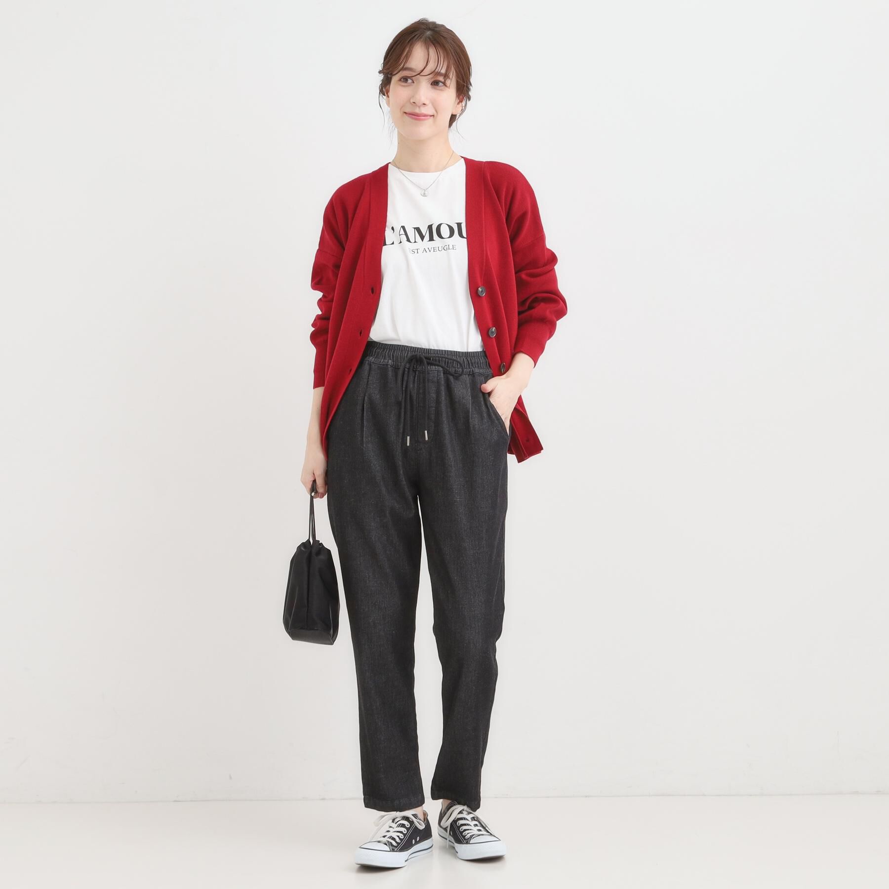 SHOO･LA･RUE「【高レビュー/SS-LL/美脚シルエット】自然に体型カバー イージーデニム テーパードパンツ」|デニム|