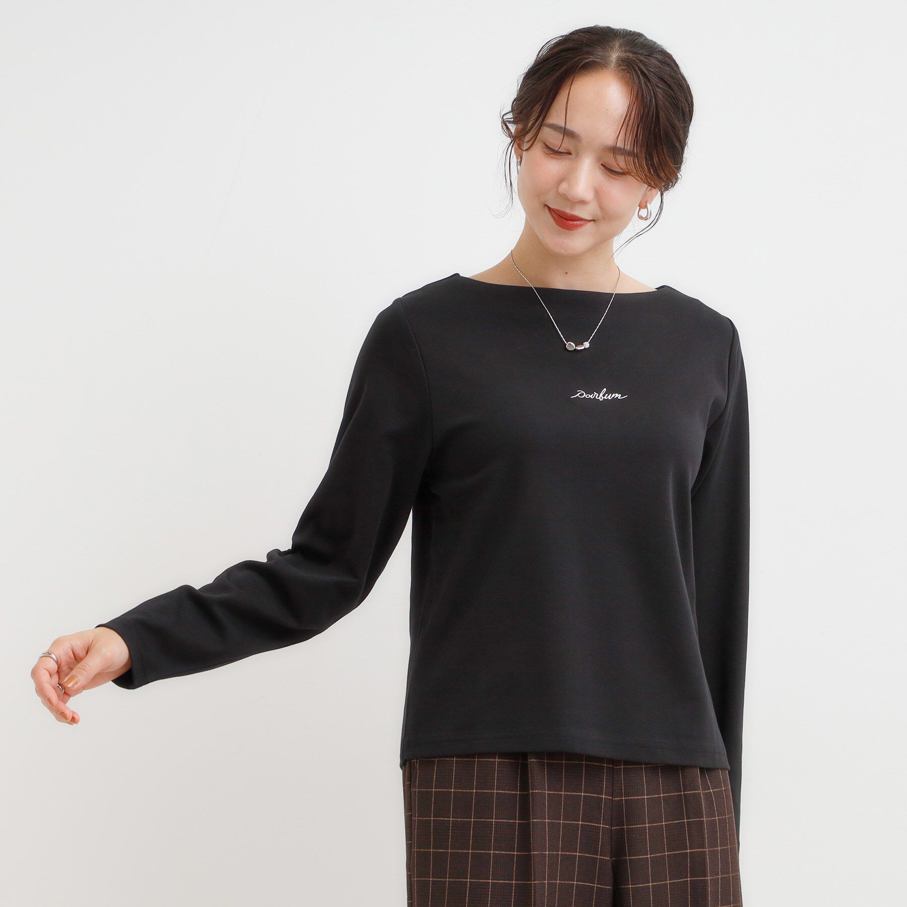 SHOO･LA･RUE「【S-LL】美しく見せる ボートネックロンT」|Tシャツ・カットソー|