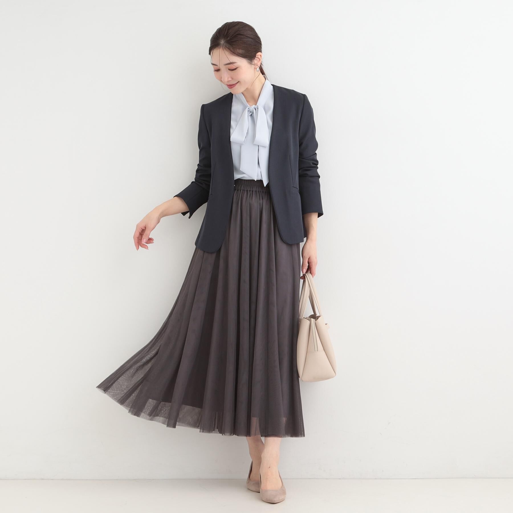SHOO･LA･RUE「【洗濯機可/UV/SS-3L】すっきり好印象 ノーカラージャケット」|ノーカラージャケット|