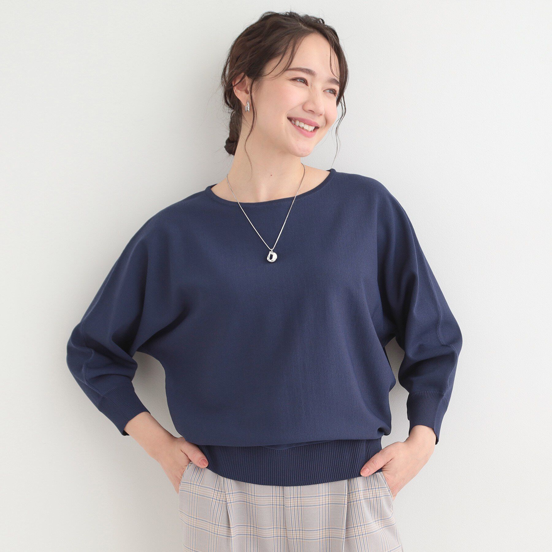 SHOO･LA･RUE「【洗濯機可/S-LL】さらりと軽やか インせず着られる すっきり見えドルマンニット」|ニット・セーター|