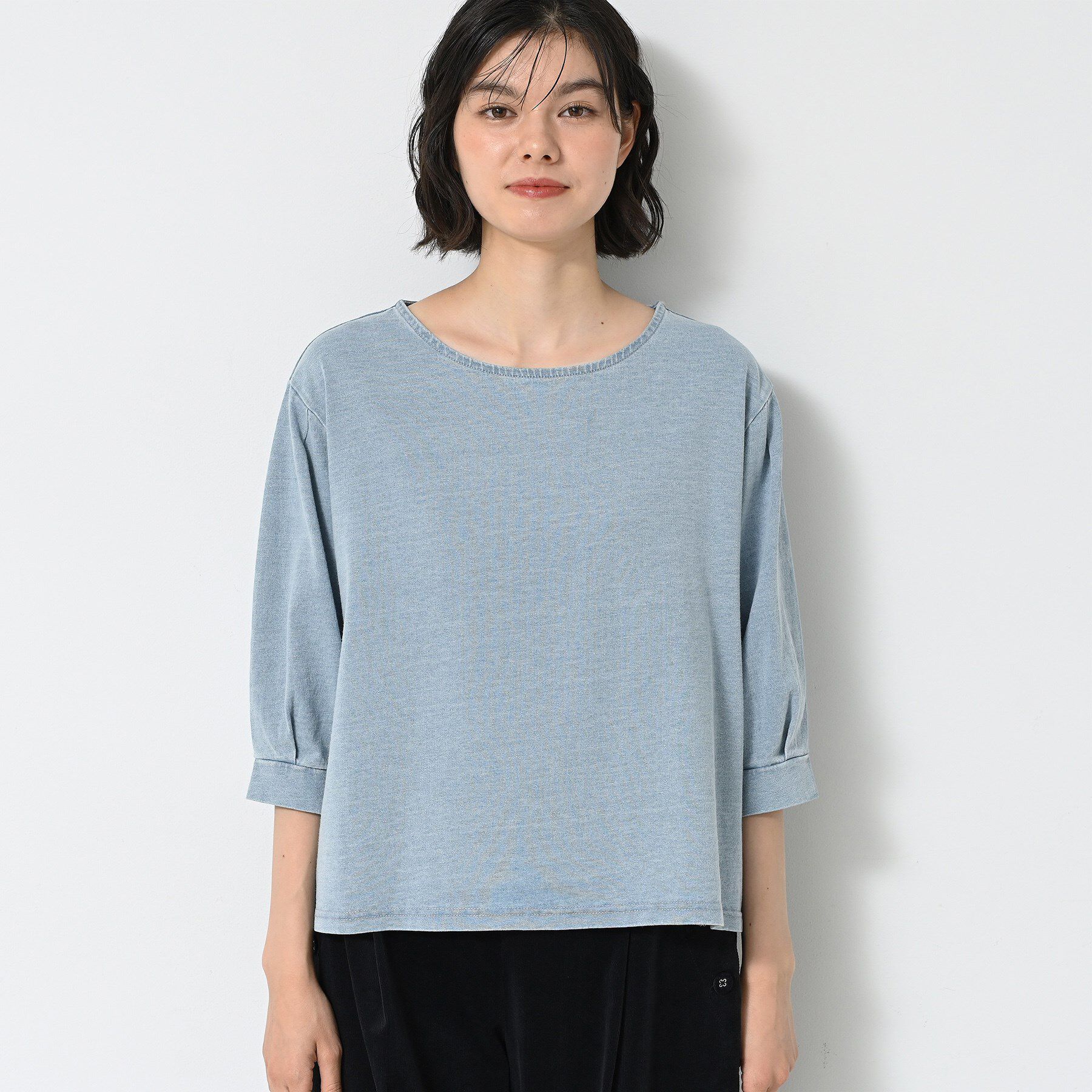 Dessin「【洗える】インディゴ天竺デニム調カットソー」|Tシャツ・カットソー|