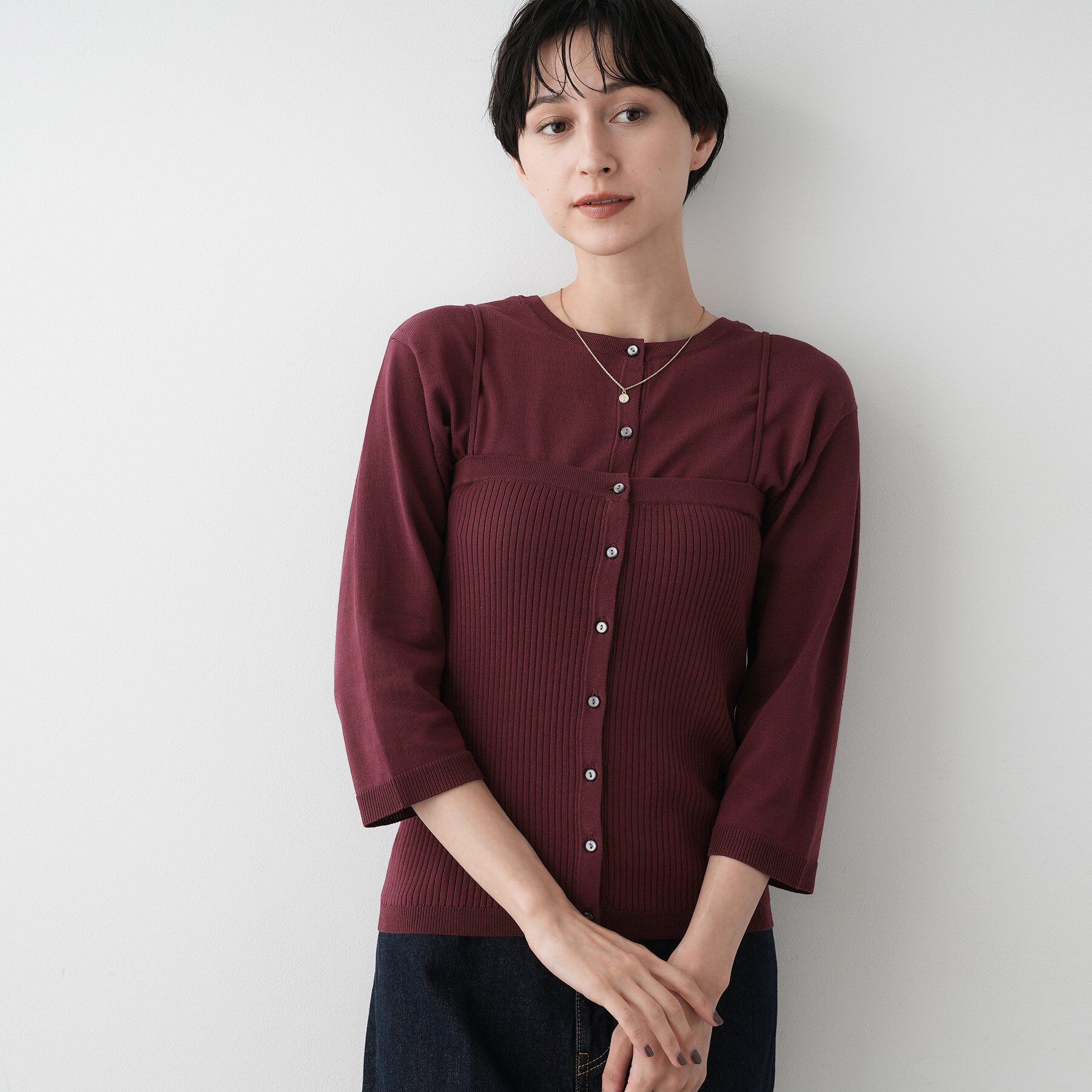 Dessin「【2点セット・洗える】2WAYカーディガン＆キャミソールアンサンブル」|その他|