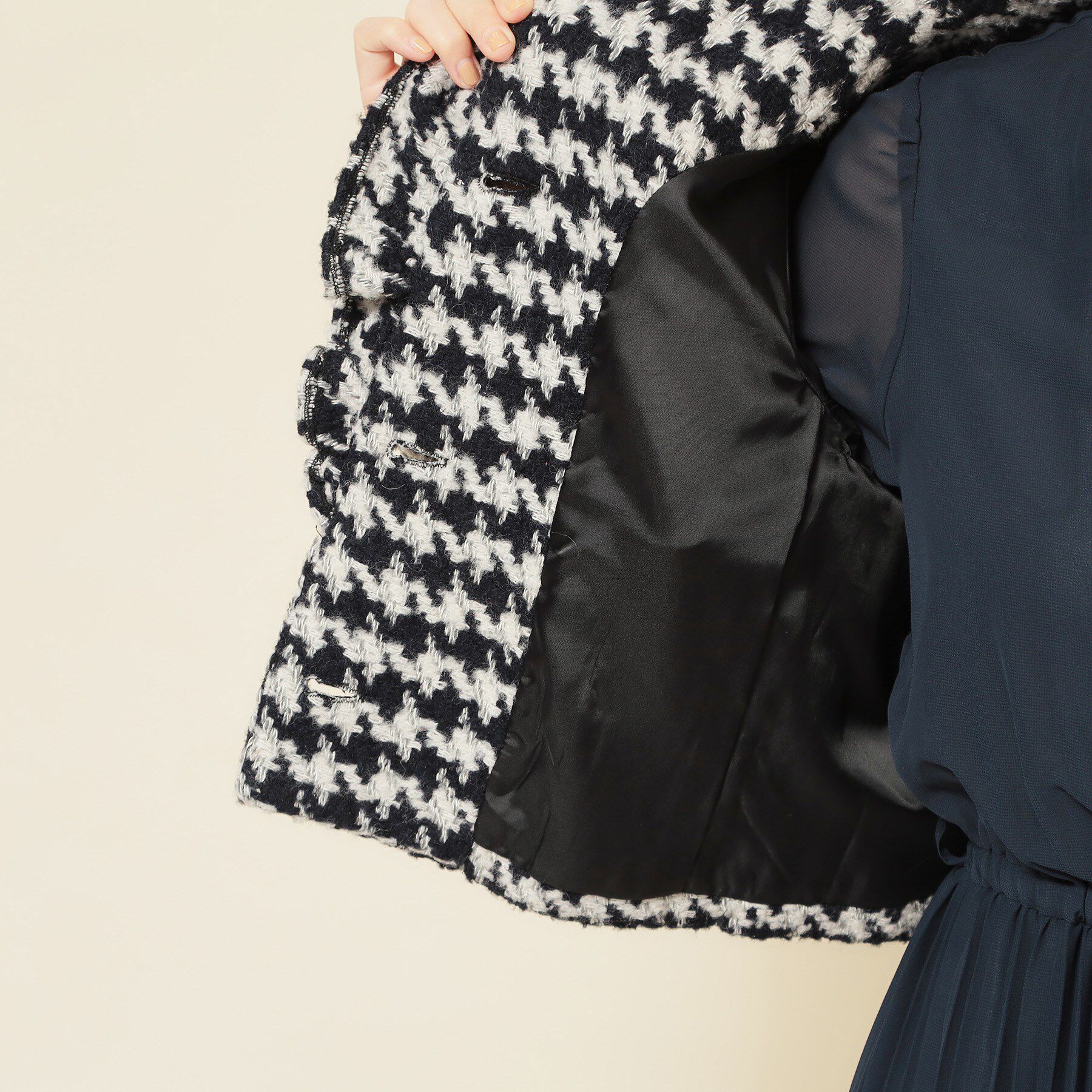SunaUna「【COLLECTION LINE】ツイードラッフルジャケット」|ノーカラージャケット|