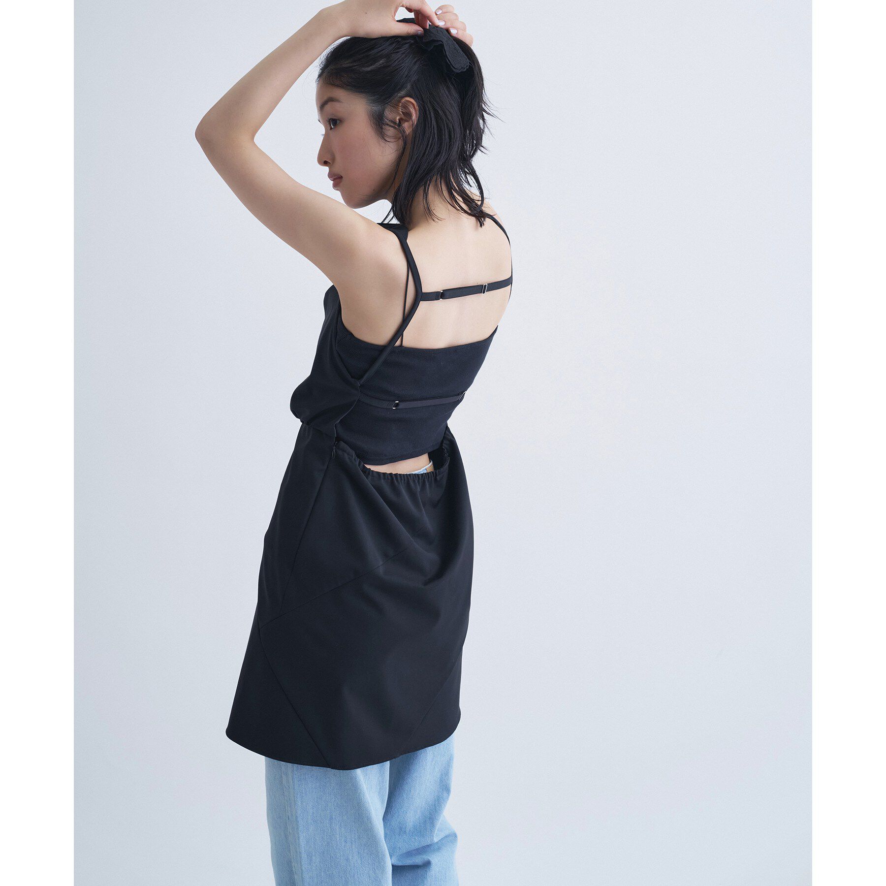 CODE A「apron dress」|ワンピース|ブラック(019)