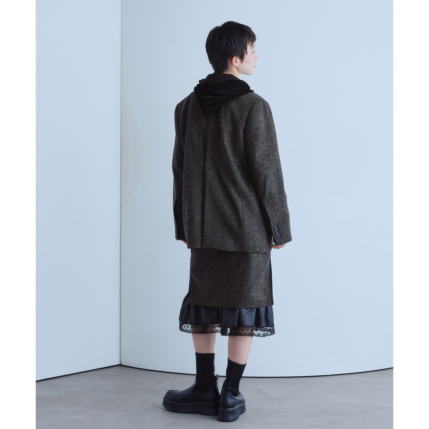 CODE A「nep tweed lace hem skirt」|スカート|