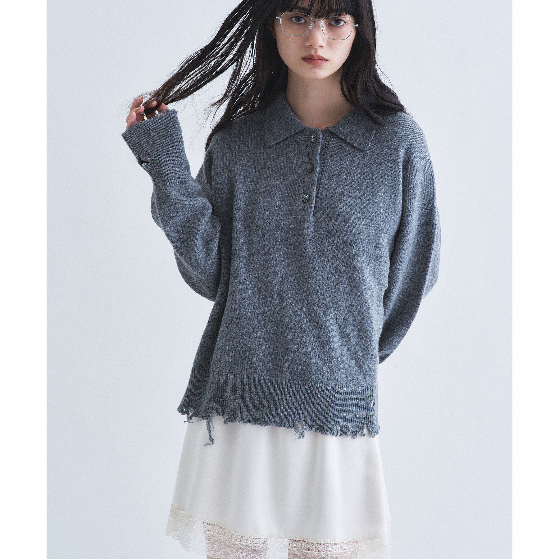 CODE A「IRONING｜plain pullover polo」|ニット・セーター|