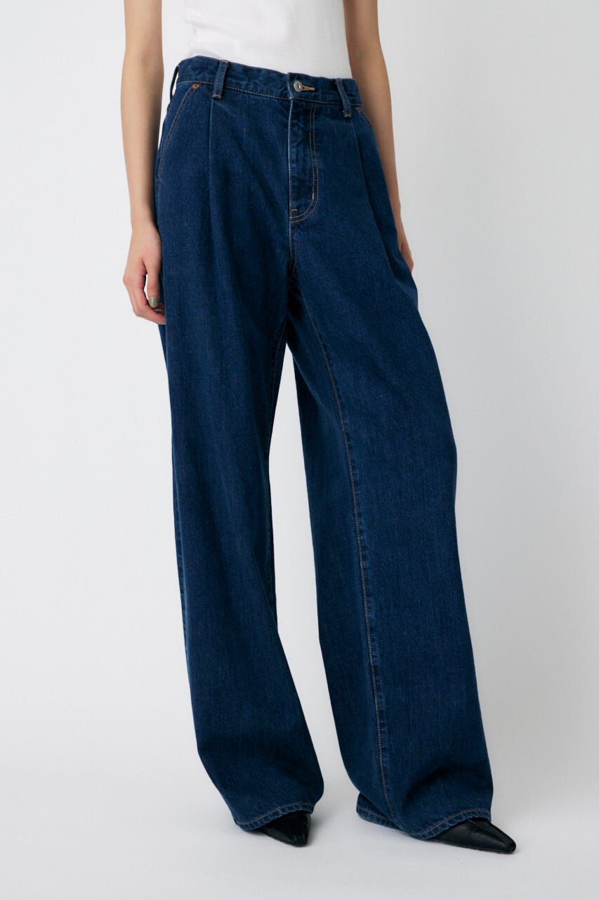 MOUSSY「TUCK WIDE ストレートデニム」|デニム|