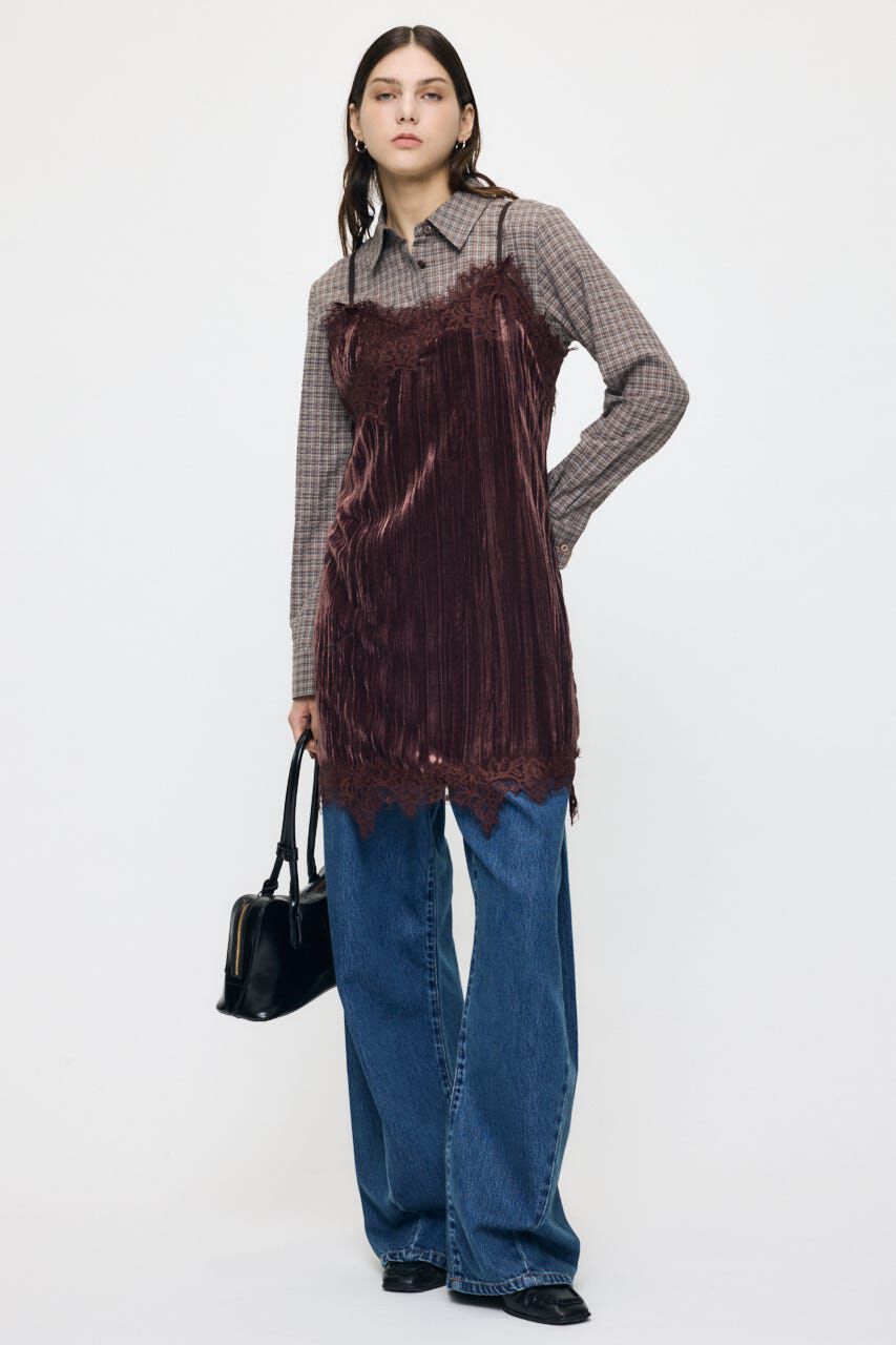 MOUSSY「WASHER VELOUR SLIP MINI ドレス」|ワンピース|