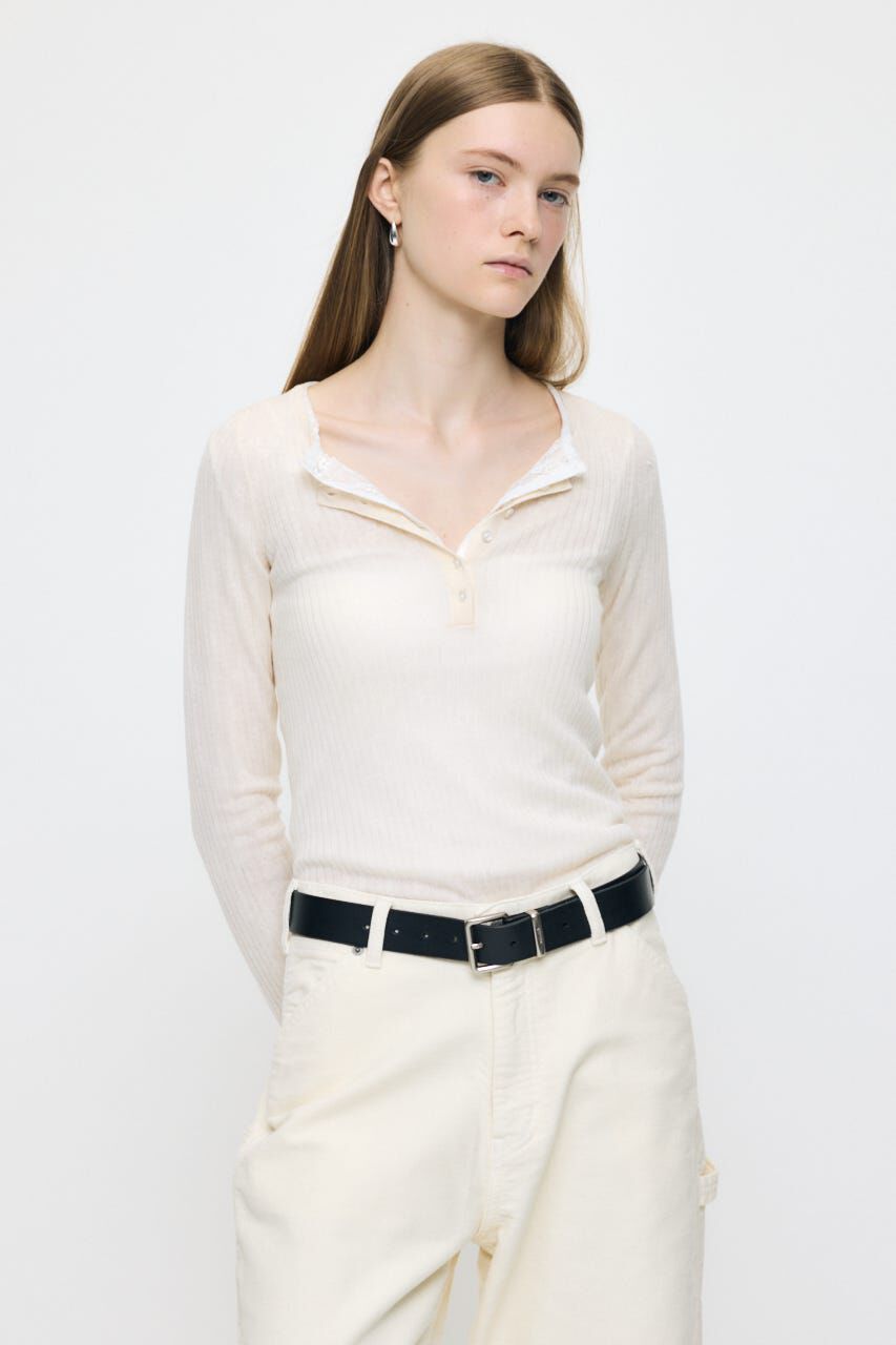 MOUSSY「ES SHEER HENRY NECK KNIT トップス」|ニット・セーター|