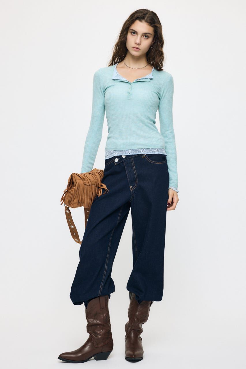 MOUSSY「ES SHEER HENRY NECK KNIT トップス」|ニット・セーター|