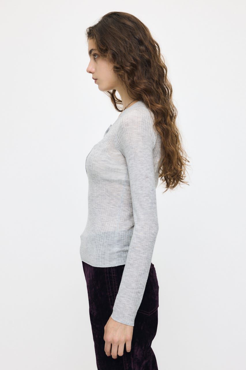 MOUSSY「ES SHEER HENRY NECK KNIT トップス」|ニット・セーター|