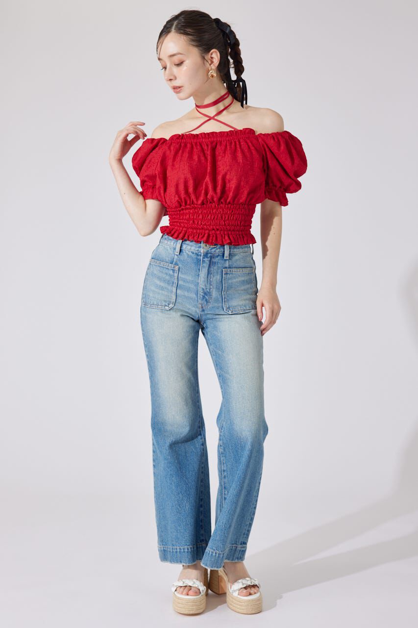 rienda「メニーウェイシャーリングショートブラウス」|シャツ・ブラウス|