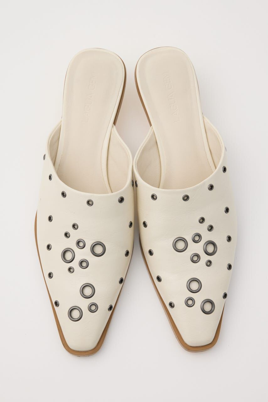 LAGUA GEM「EYELET KITTEN HEEL ミュール」|パンプス|
