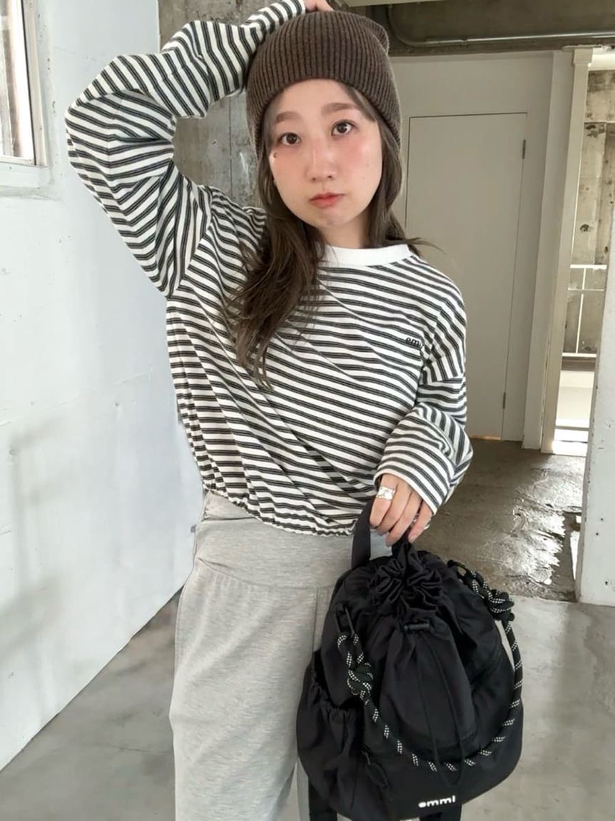 emmi atelier「emmiロゴクロップドボーダーカットソー」|Tシャツ・カットソー|