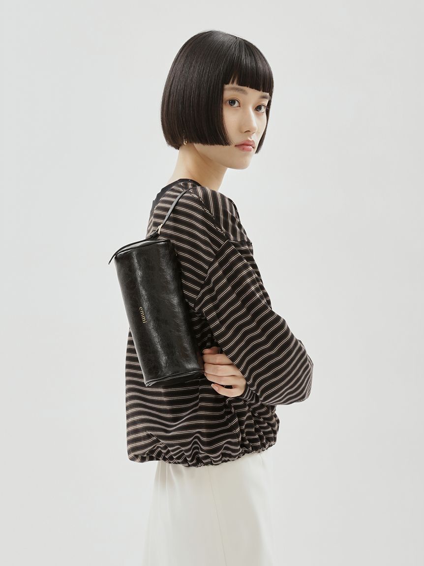 emmi atelier「emmiロゴクロップドボーダーカットソー」|Tシャツ・カットソー|