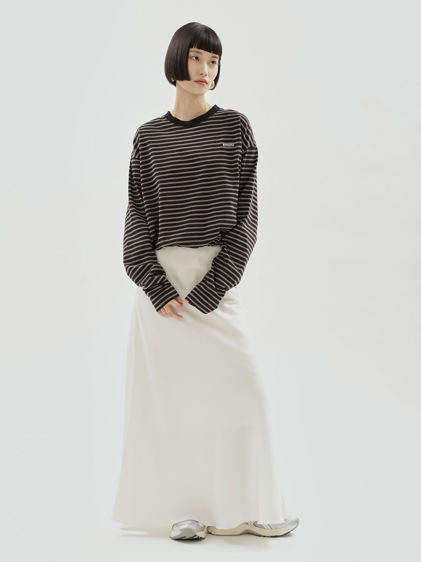 emmi atelier「emmiロゴクロップドボーダーカットソー」|Tシャツ・カットソー|