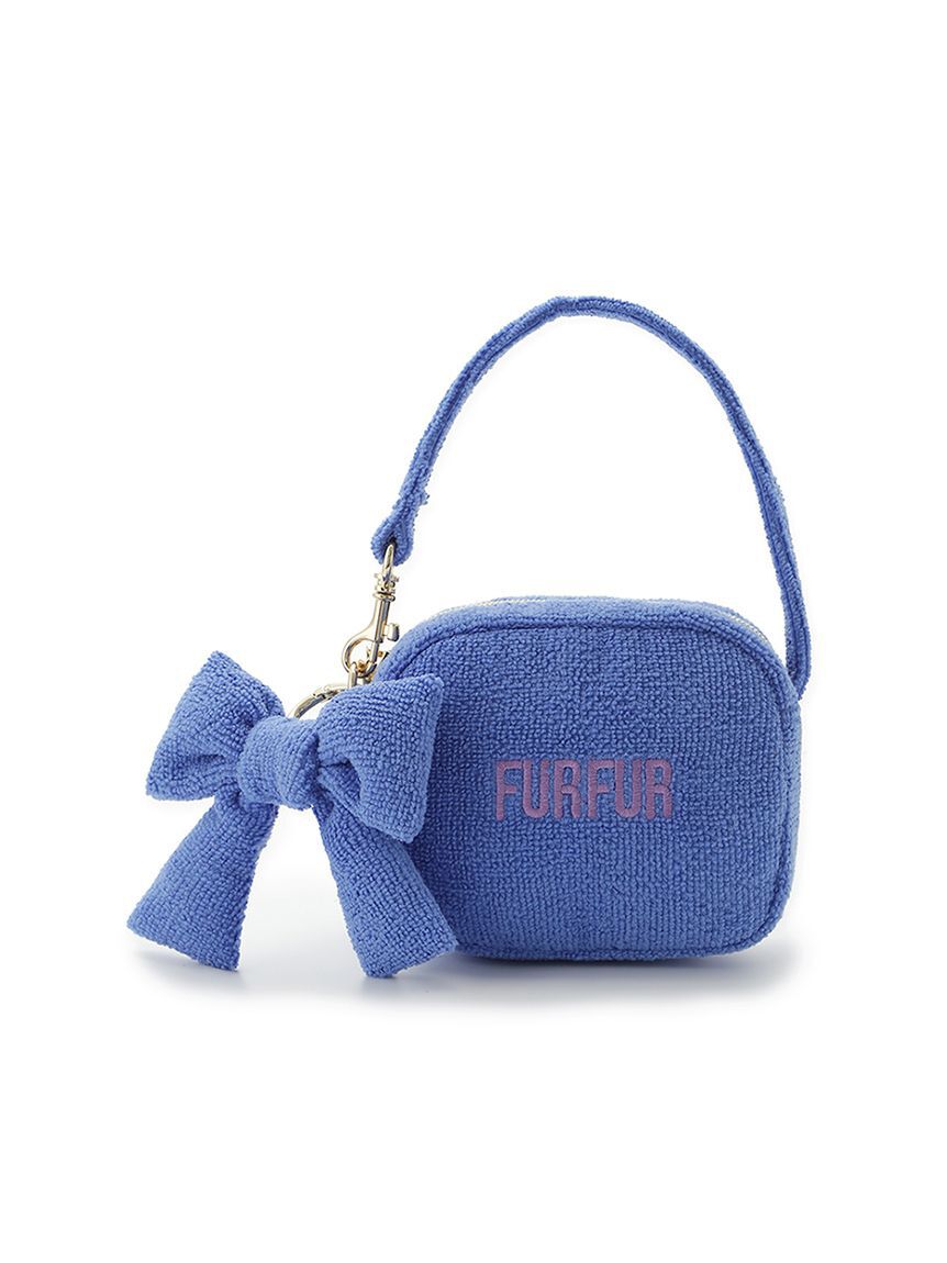 FURFUR「リボンチャーム付きパイルキルティングポーチ」|ポーチ|BLU