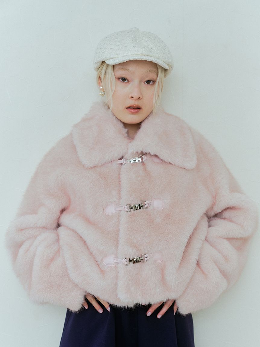 FURFUR「ビッグカラーエコファーショートコート」|ブルゾン・スタジャン|