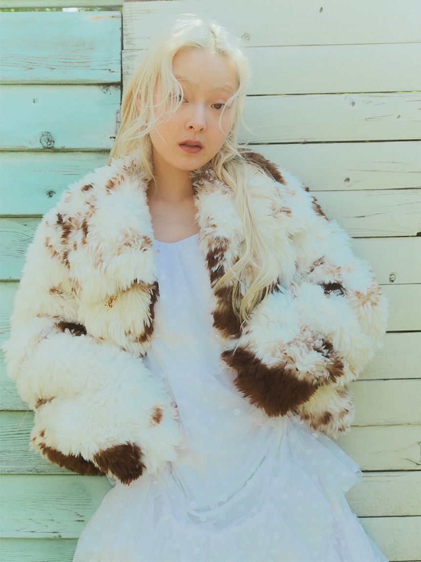 FURFUR「ビッグカラーエコファーショートコート」|ブルゾン・スタジャン|