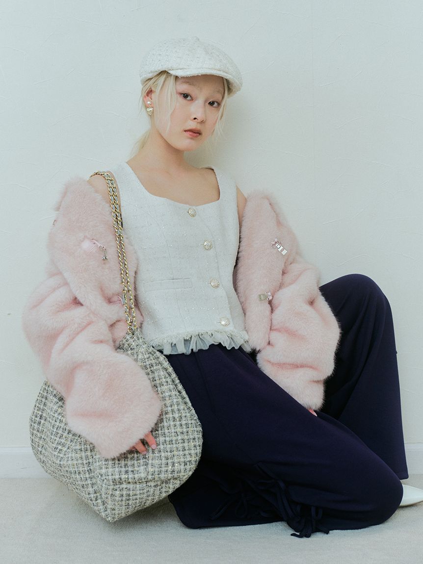 FURFUR「ビッグカラーエコファーショートコート」|ブルゾン・スタジャン|
