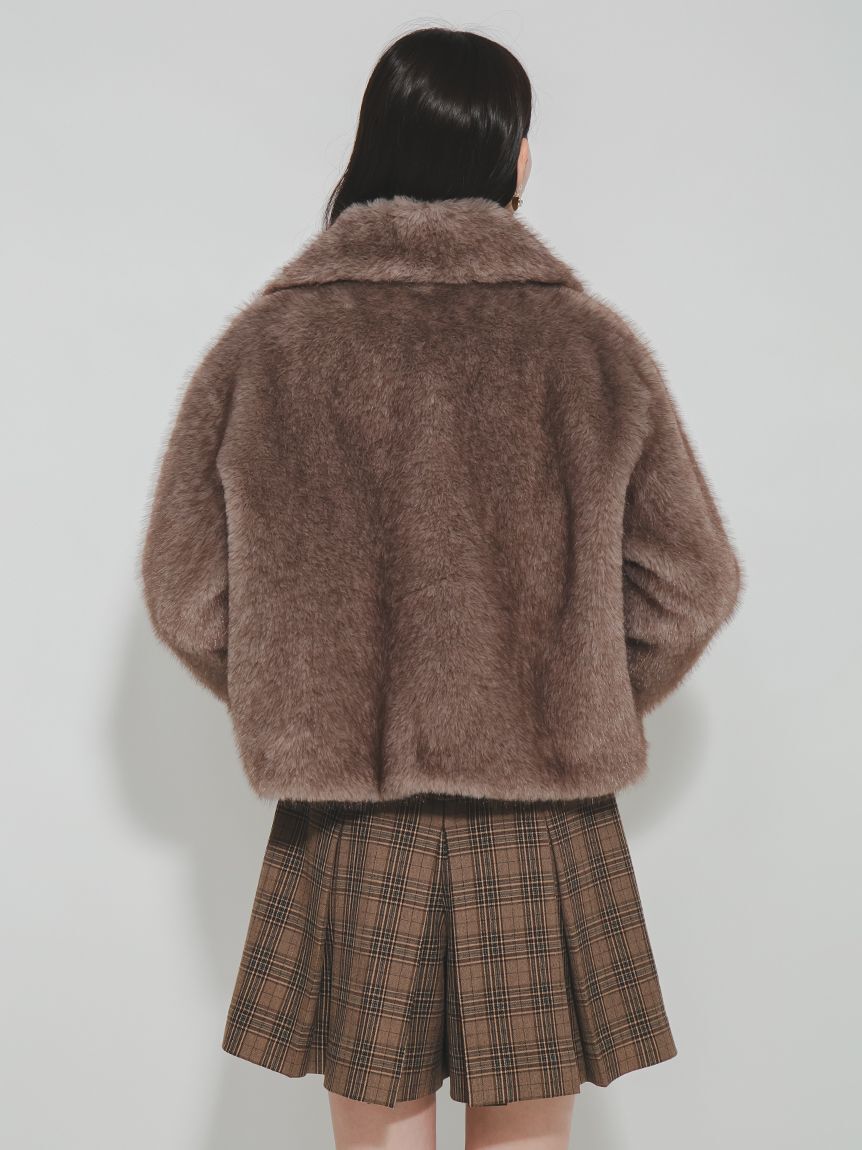 FURFUR「ビッグカラーエコファーショートコート」|ブルゾン・スタジャン|